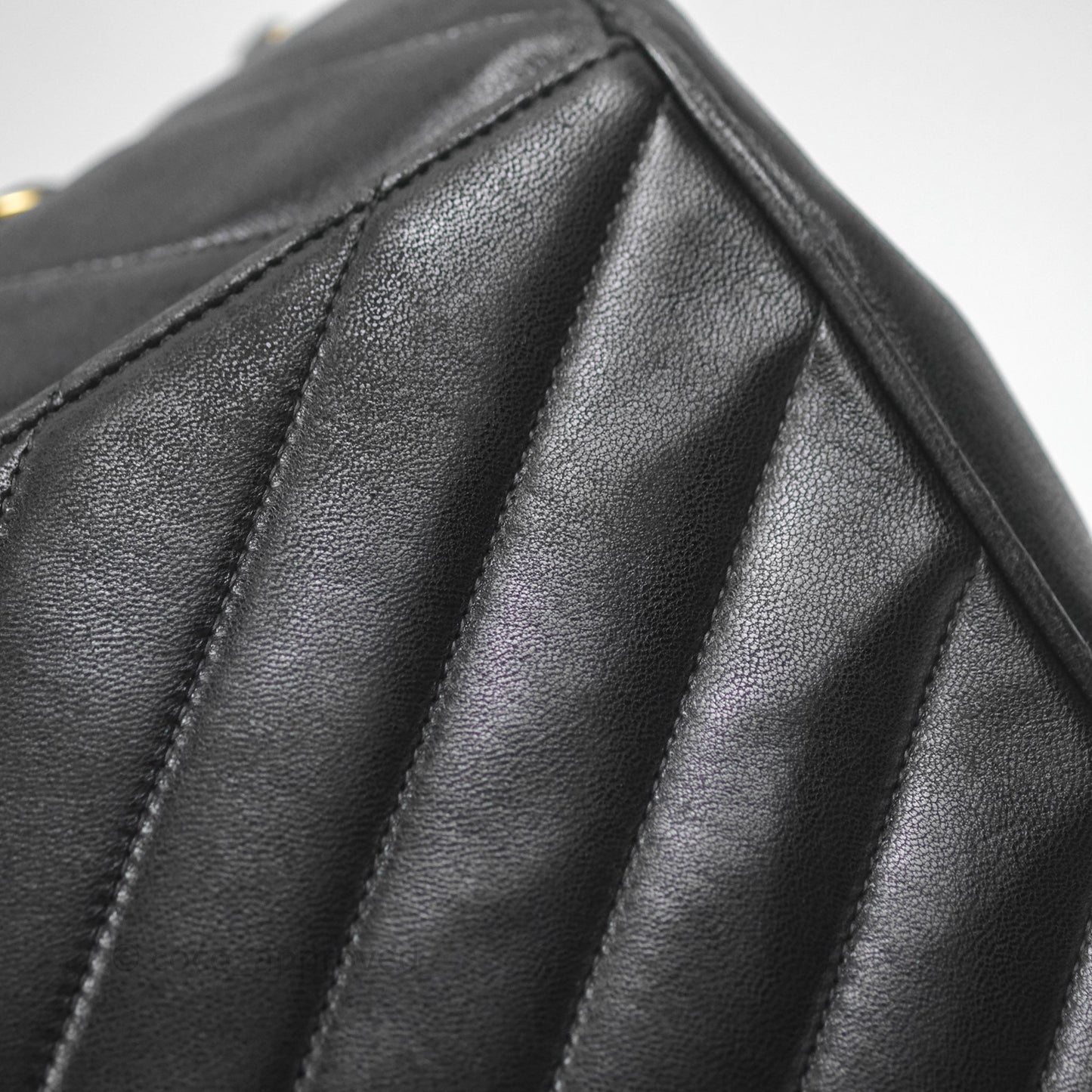 Chanel Vintage Chevron Envelope Flap Bag Black Lambskin 24K Gold Hardware