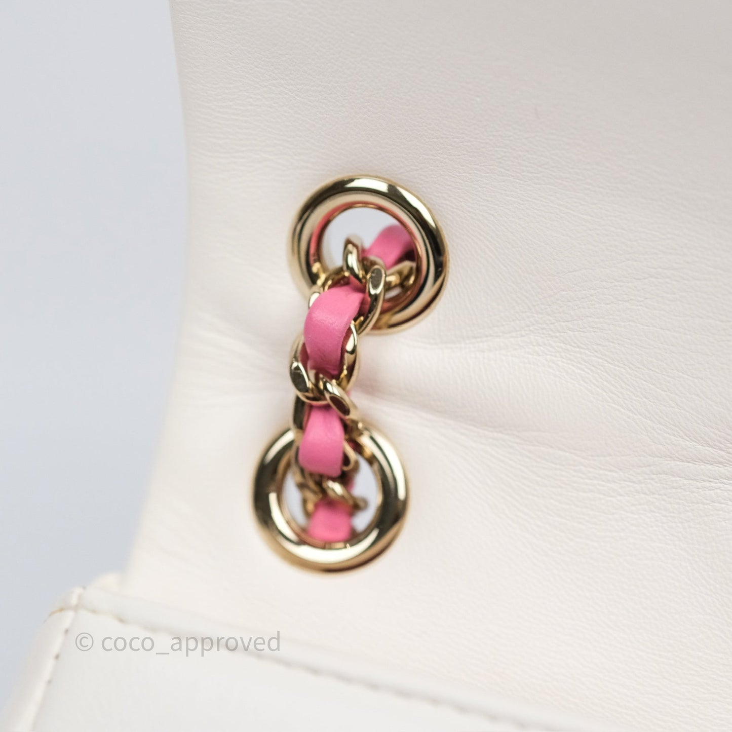 Chanel Small Entwined Chain Flap White Lambskin Gold Hardware