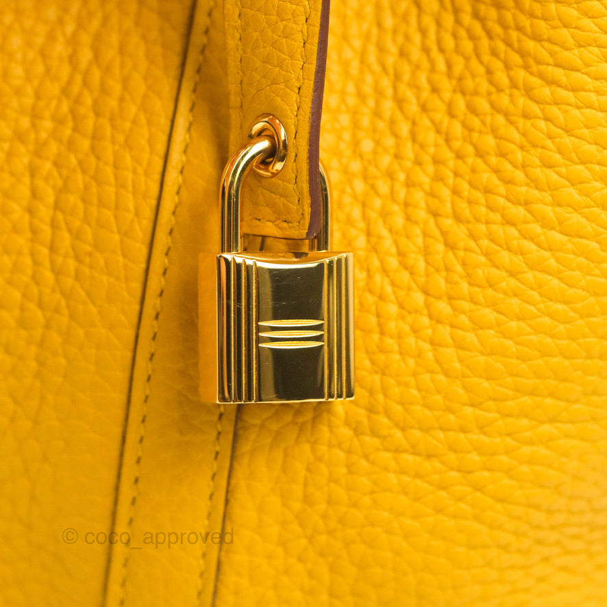 Hermès Picotin Lock 18 Jaune Ambre Clemence Gold Hardware