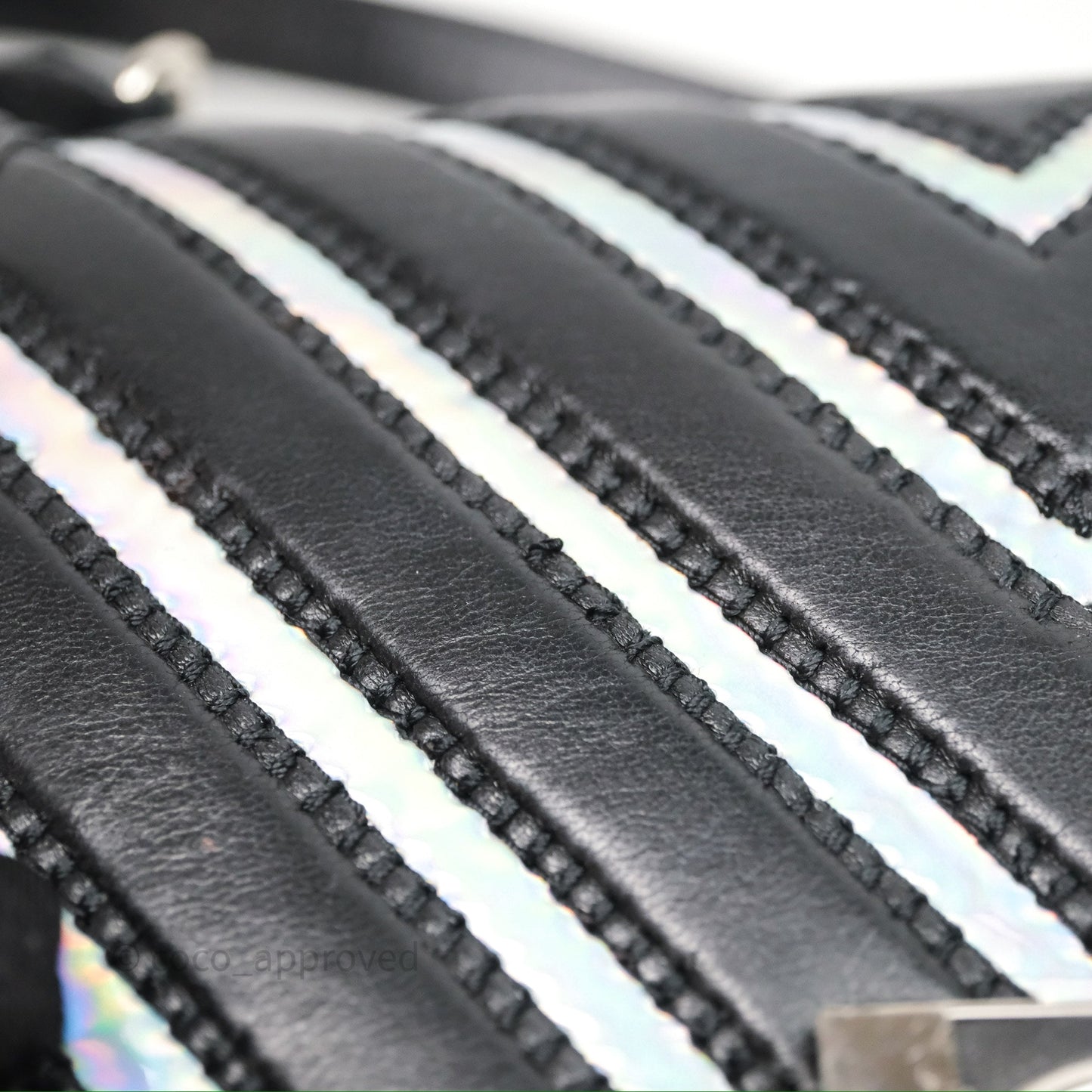 Chanel Medium Boy Chevron Iridescent PVC Lambskin Black Silver Hardware