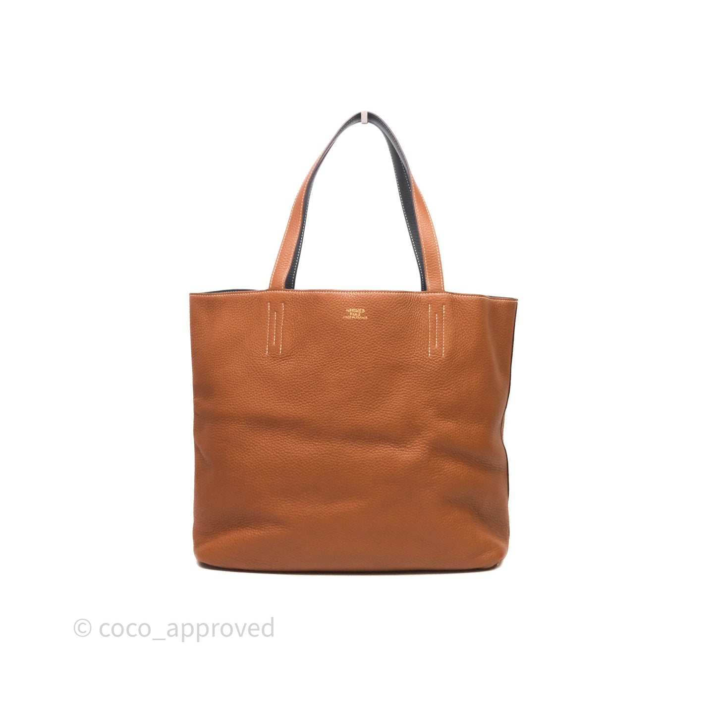 Hermès Double Sens Tote 36 Gold/Navy Clemence
