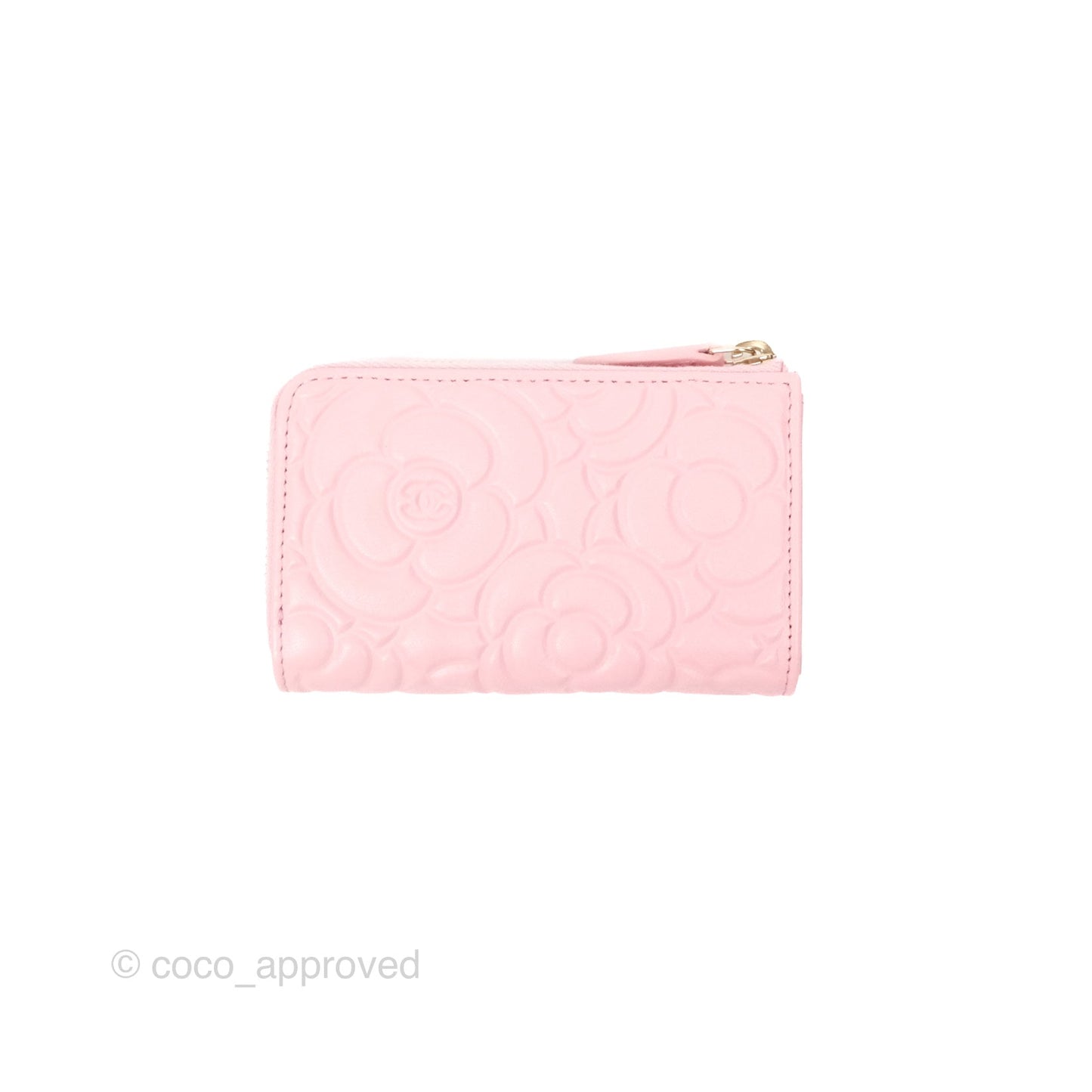 Chanel Key Holder Case Pink Camellia Embossed Lambskin Gold Hardware