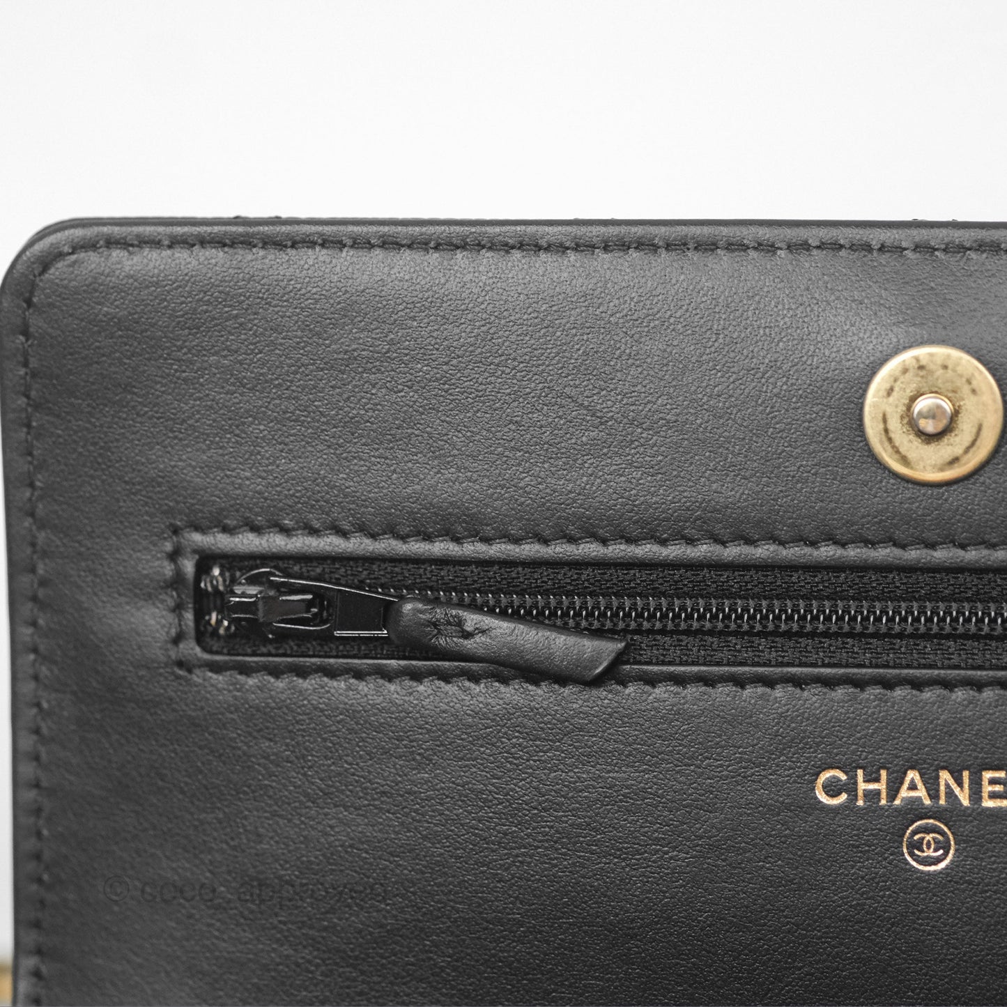 Chanel Top Handle Wallet On Chain WOC Black Caviar Gold Hardware 22S