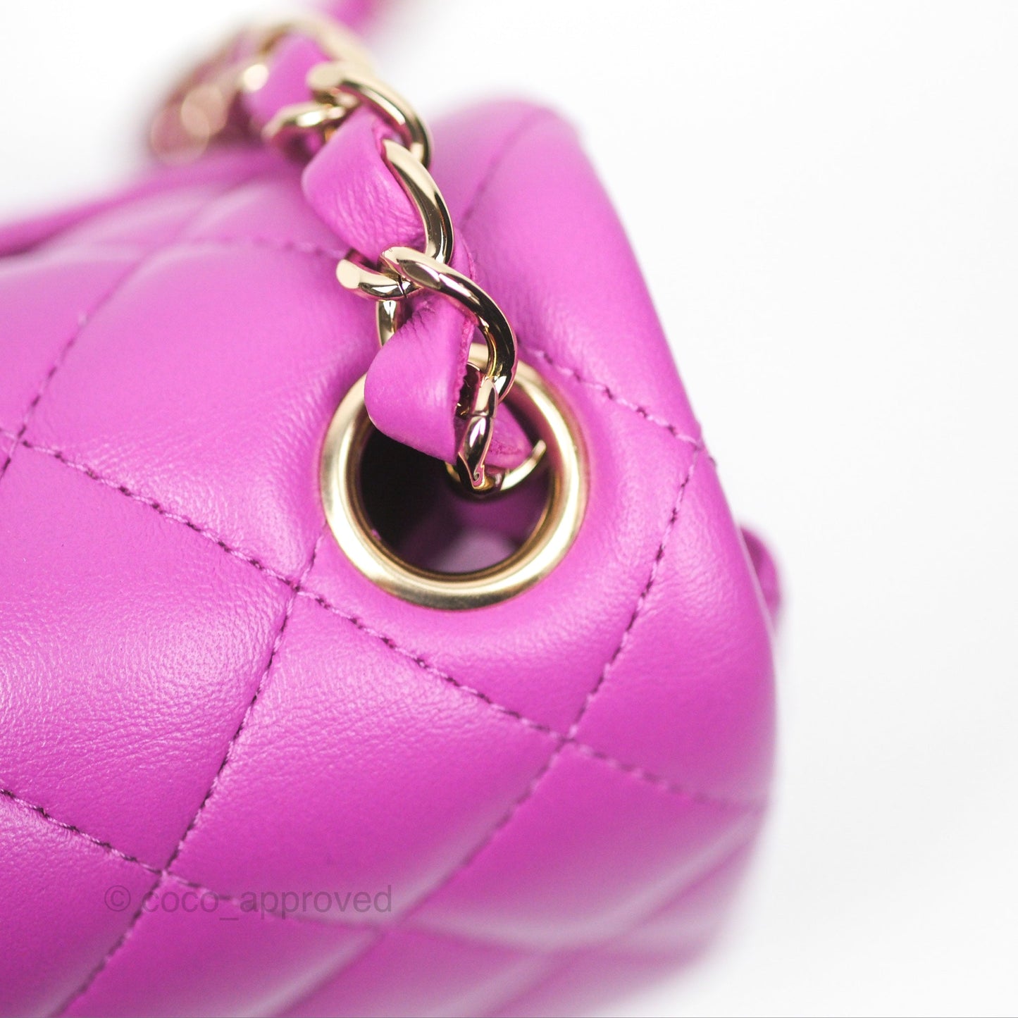Chanel Mini Square Flap Quilted Purple Lambskin Gold Hardware