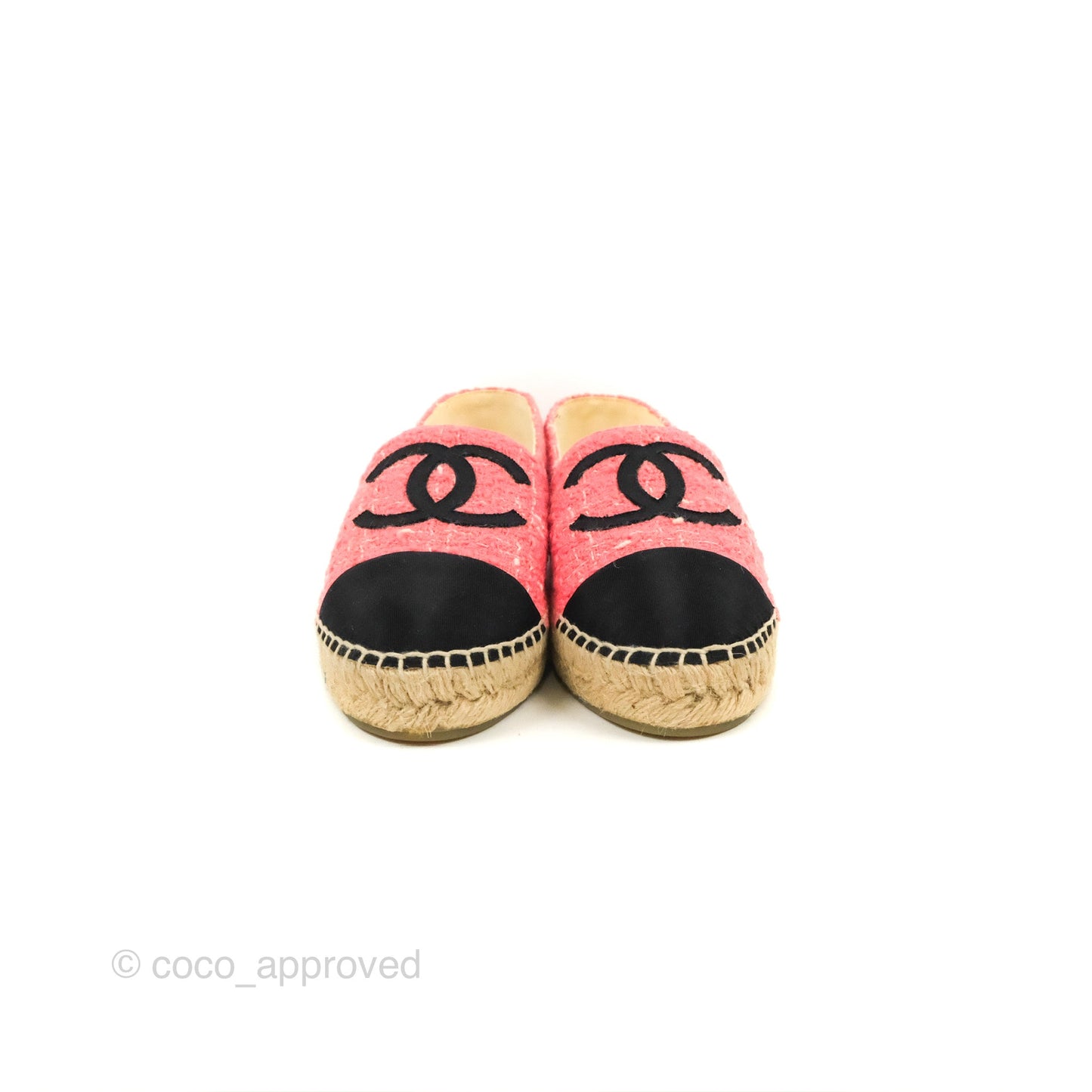Chanel Espadrille Black Pink Tweed Size 39