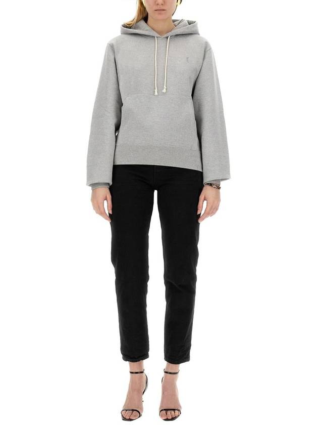 Luxury Saint Laurent Cassandre Organic Cotton Hoodie Grey