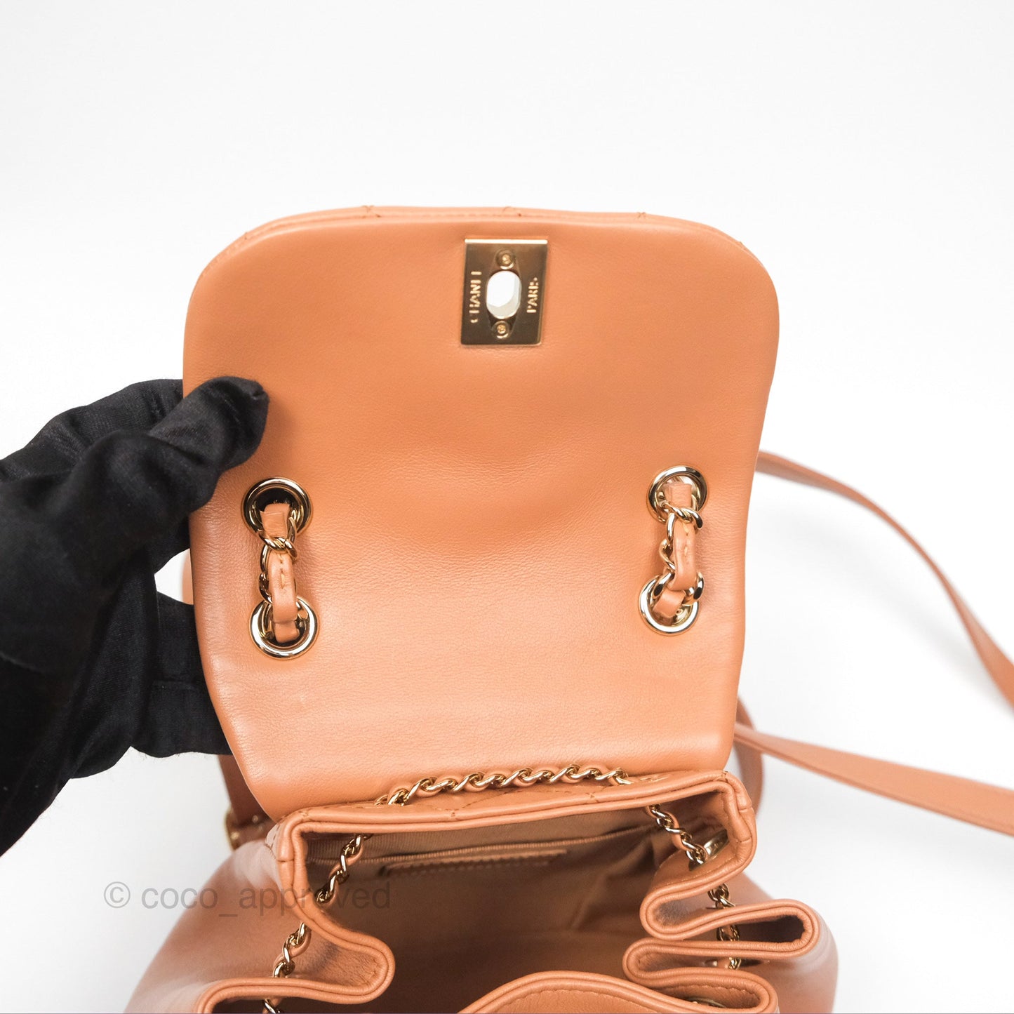 Chanel Small Duma Drawstring Backpack Camel Calfskin 24P