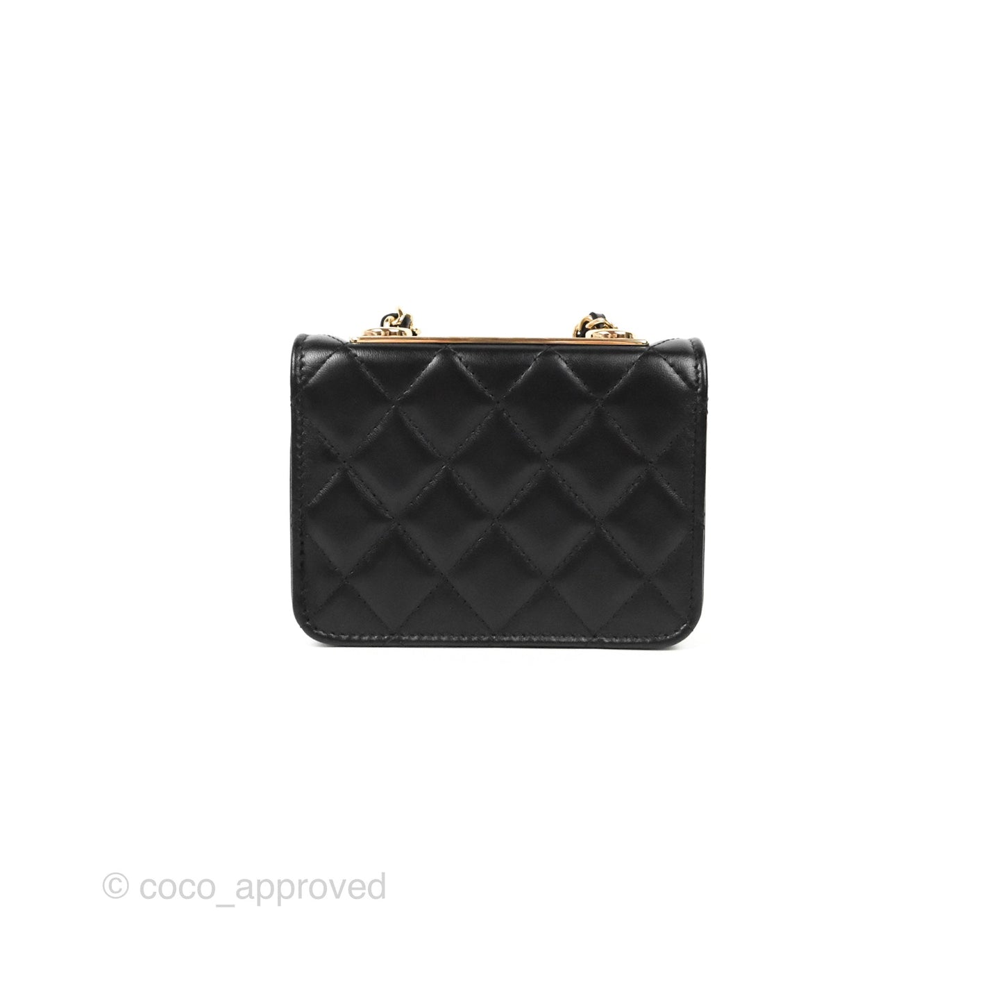 Chanel Mini Quilted Trendy CC Card Holder With Chain Black Lambskin Gold Hardware
