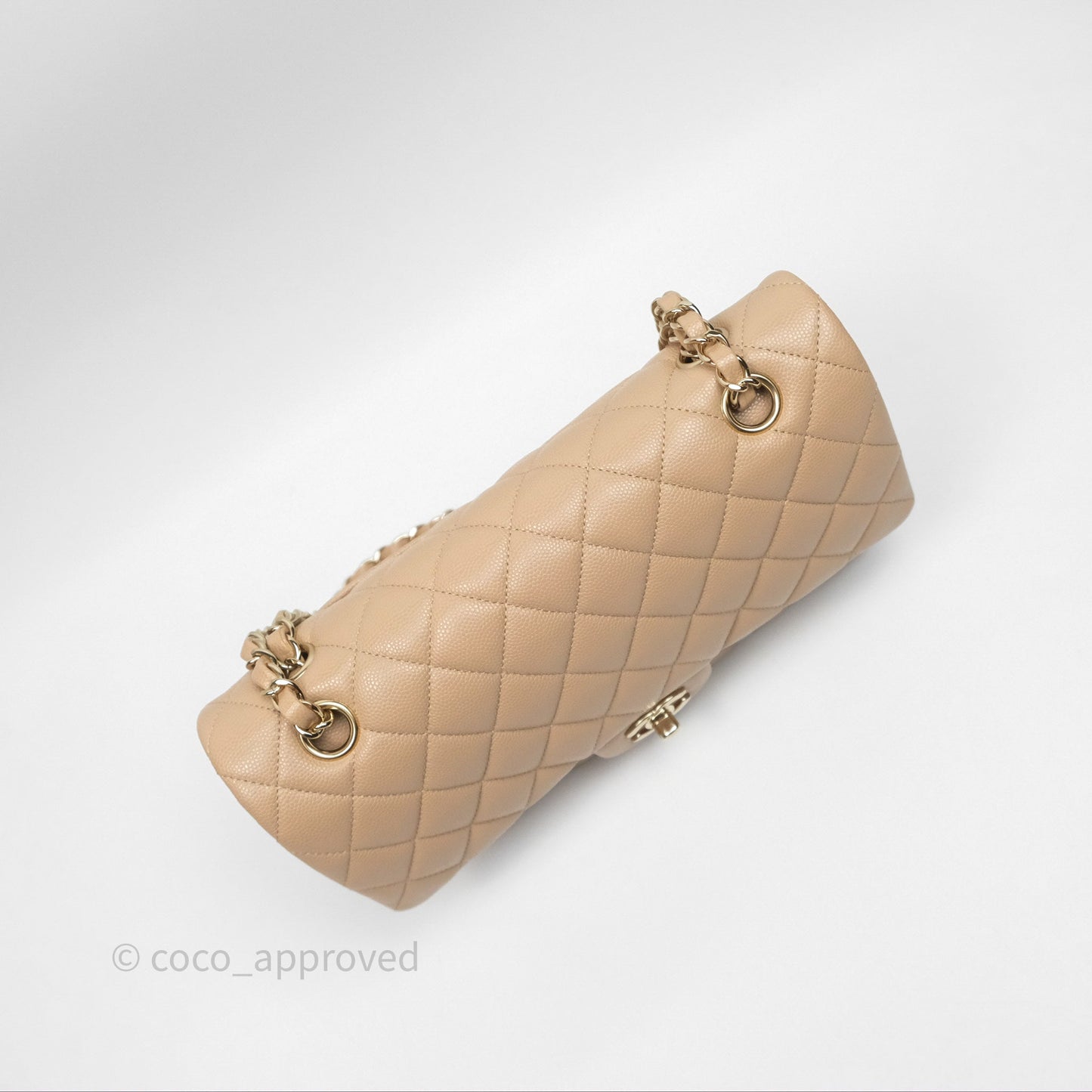 Chanel Classic M/L Medium Double Flap Dark Beige Caviar Gold Hardware 19B
