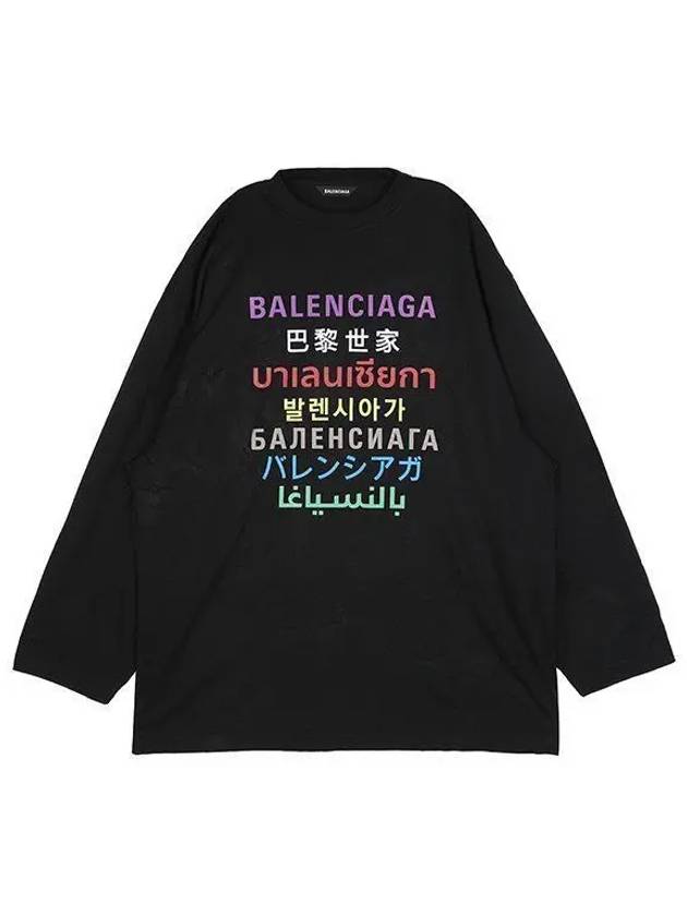 Luxury Balenciaga Color Language Long-Sleeved T-Shirt Black