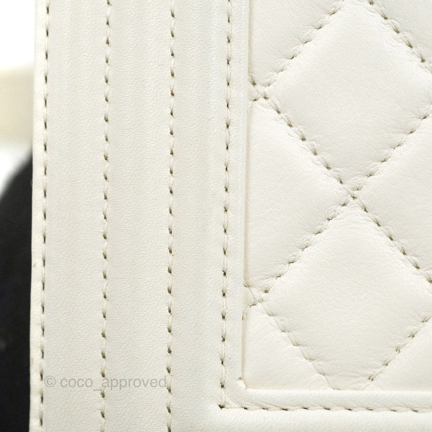 Chanel Medium Boy Bag White Calfskin Gold Hardware