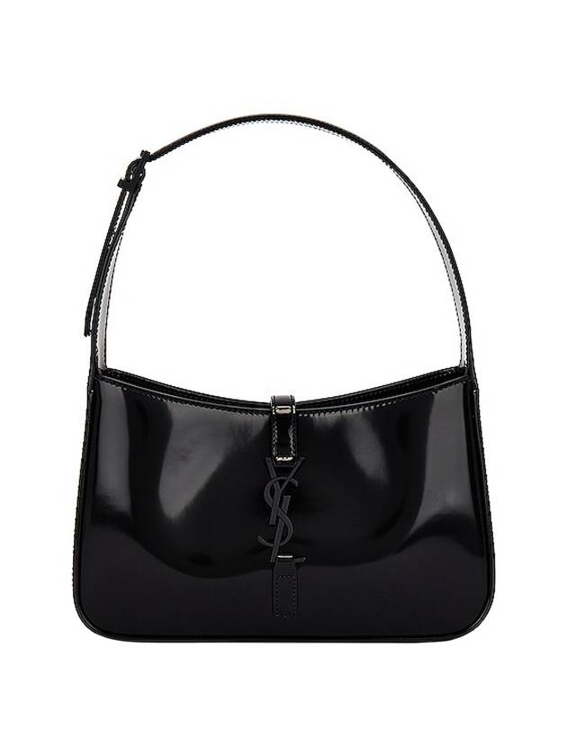 Luxury Saint Laurent 5 A 7 Shiny Leather Hobo Shoulder Bag Black