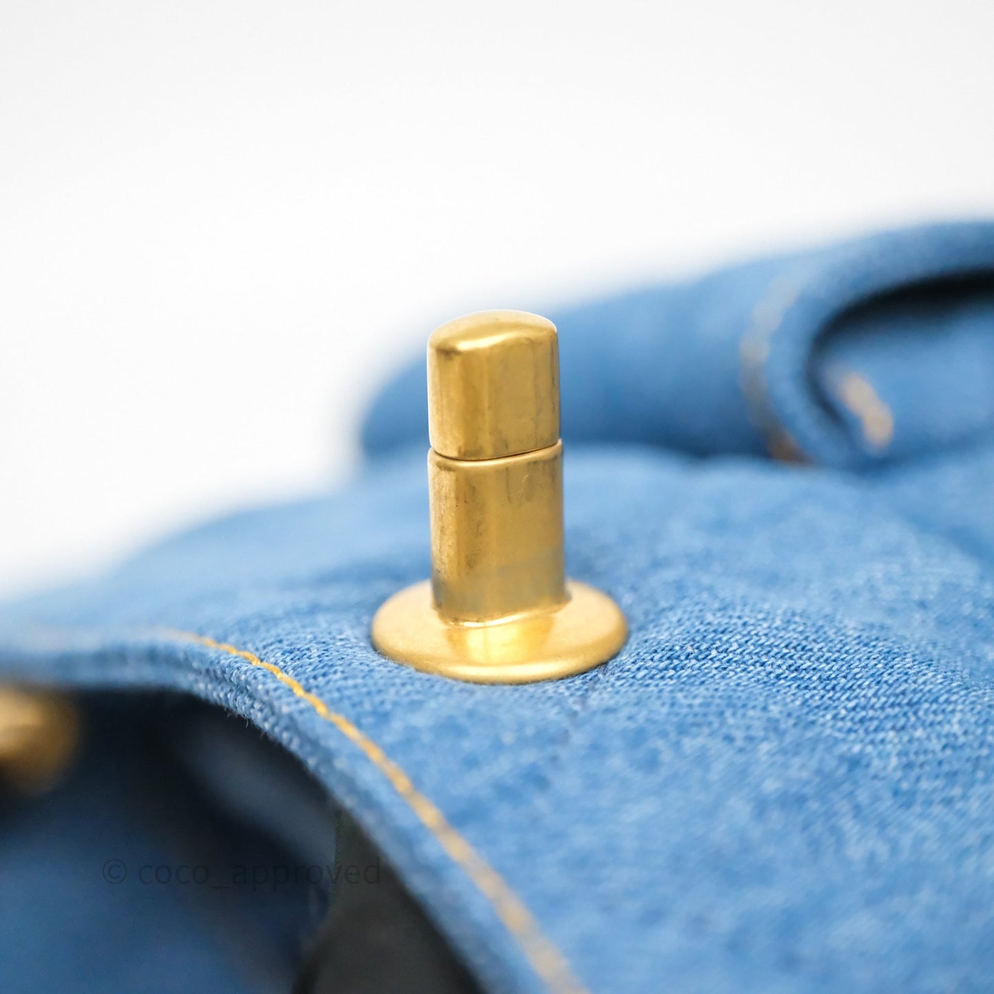 Chanel Double Pocket Hobo Bag Blue Denim Aged Gold Hardware