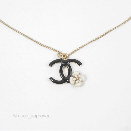 Chanel Black CC Necklace Gold Tone 9A