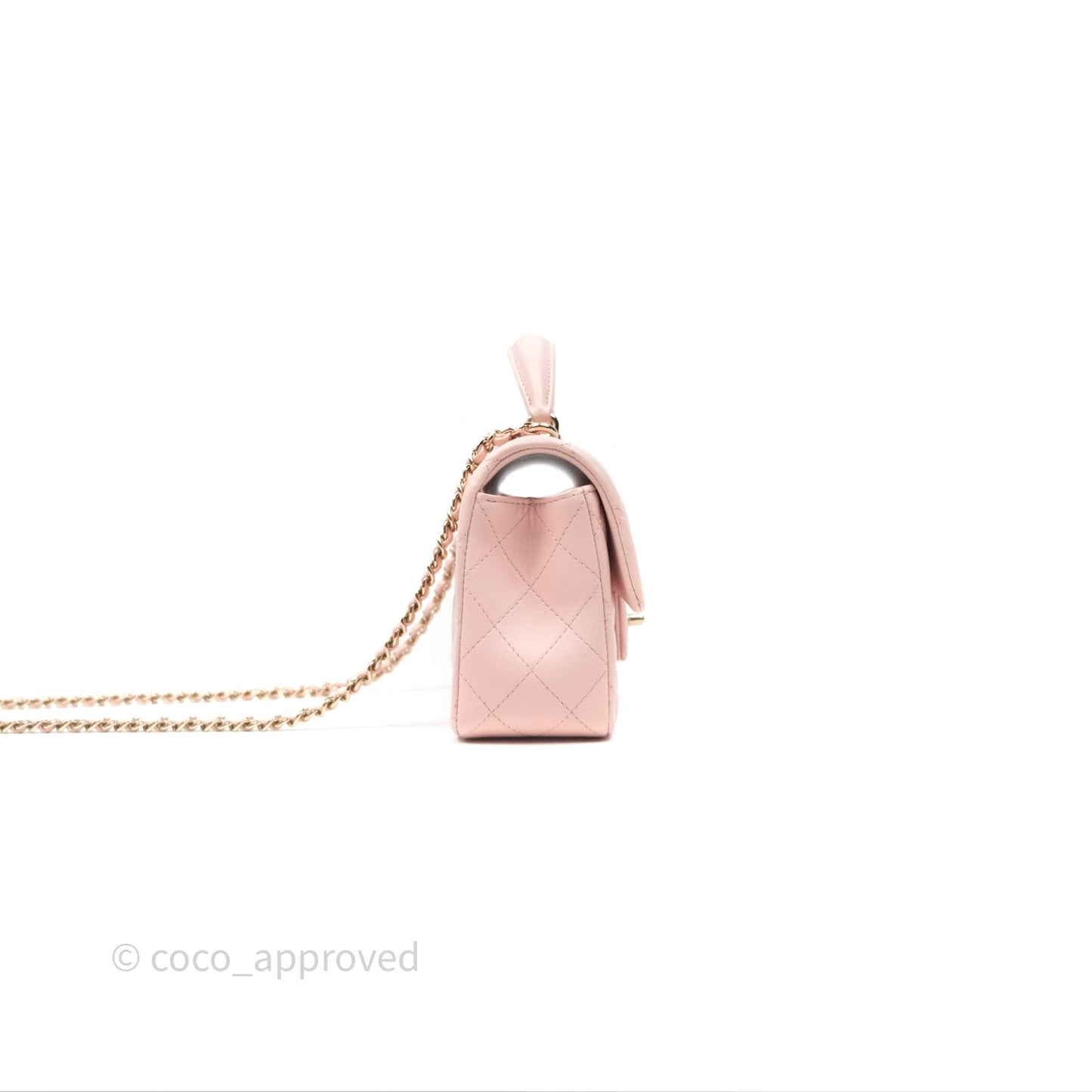 Chanel Top Handle Mini Rectangular Flap Pink Lambskin Gold Hardware