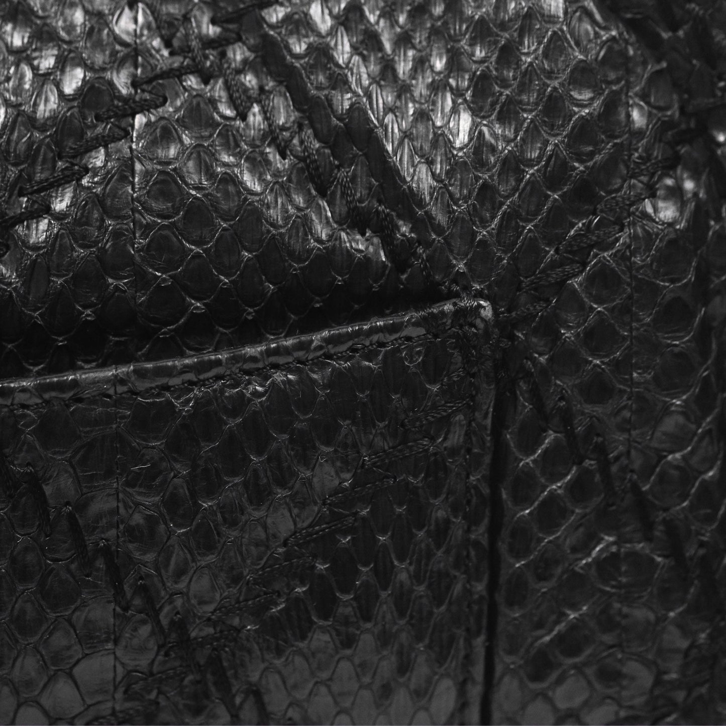 Chanel Quilted Ultimate Stitch Flap Bag Matte Python Black Silver Hardware