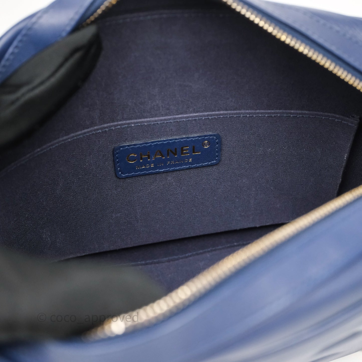 Chanel CC Octagon Camera Case Lambskin Navy Gold Hardware