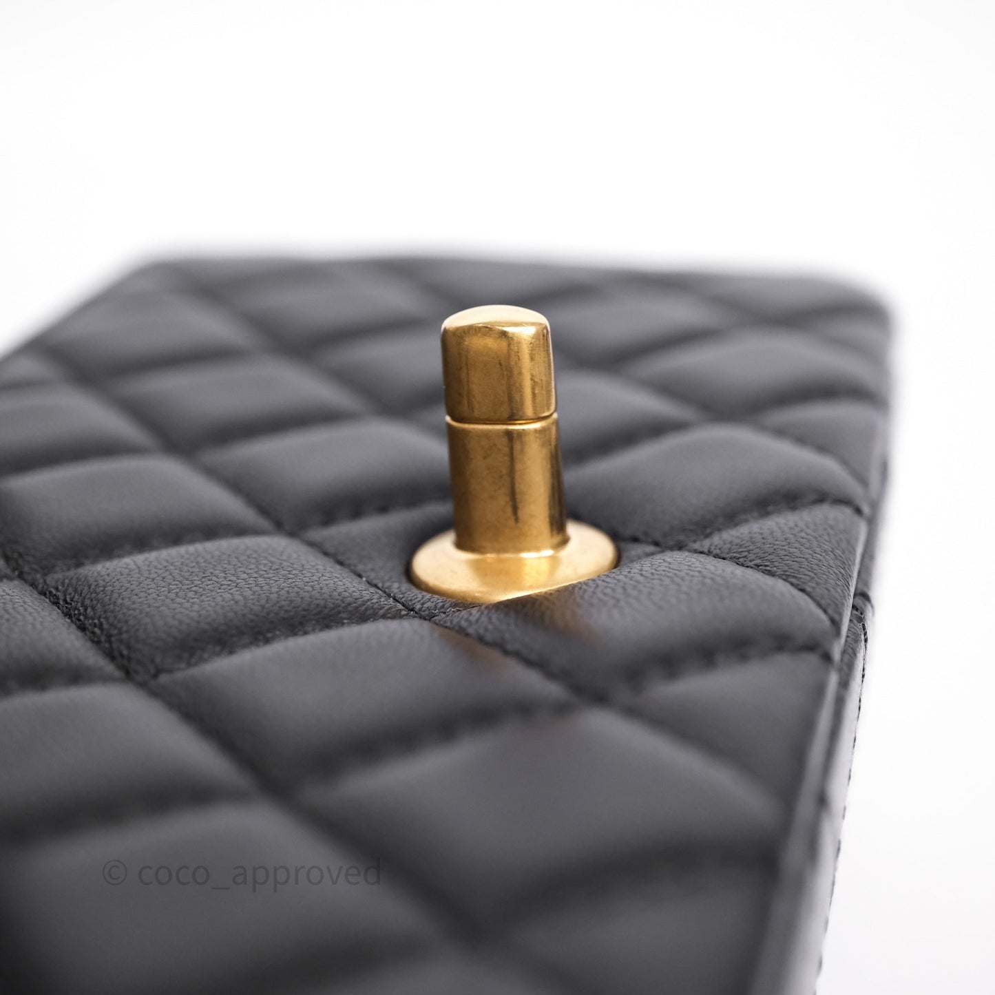 Chanel Mini Rectangular Flap with Camellia Adjustable Chain Black Lambskin Aged Gold Hardware