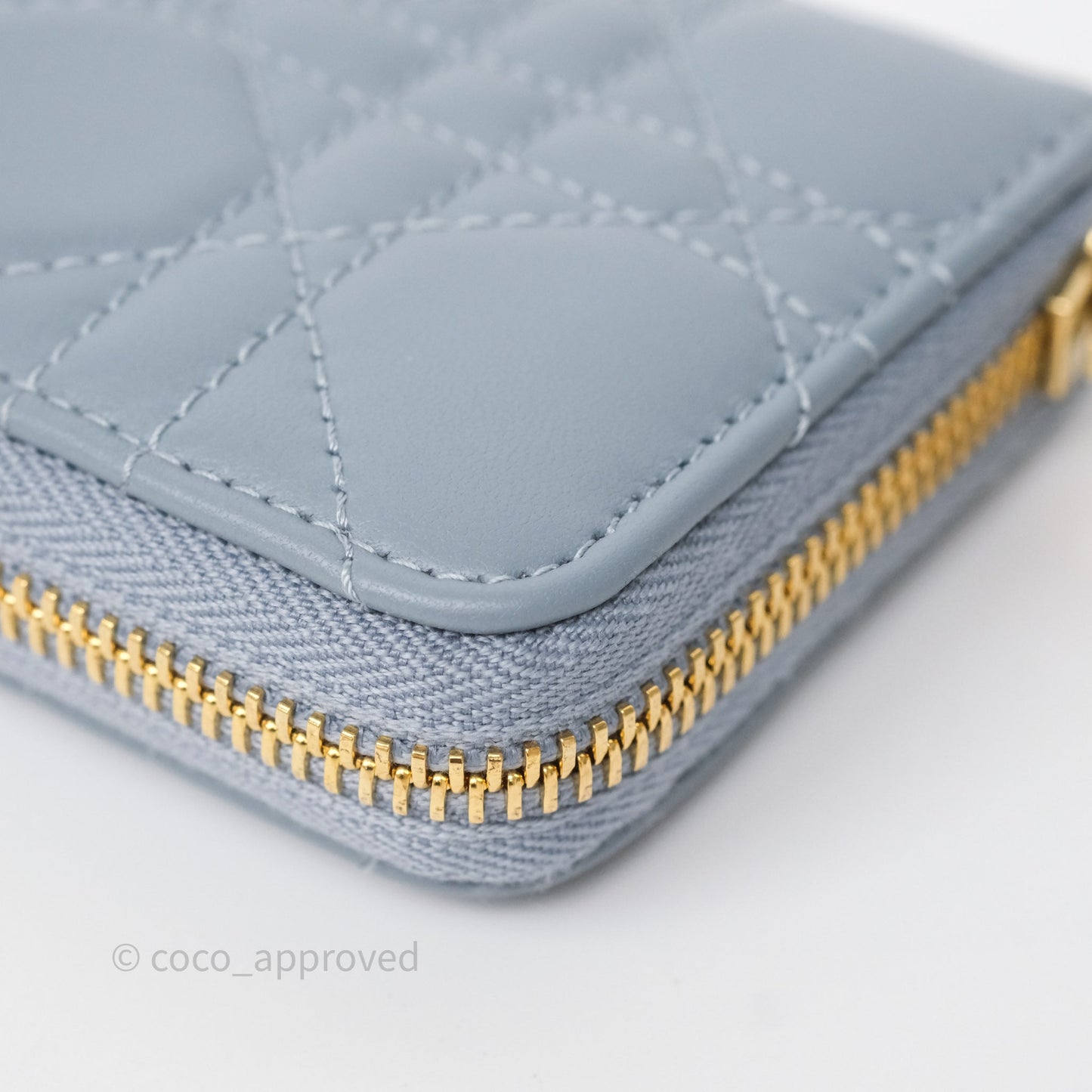Dior Small Lady Dior Voyageur Coin Purse Cloud Blue Lambskin Cannage