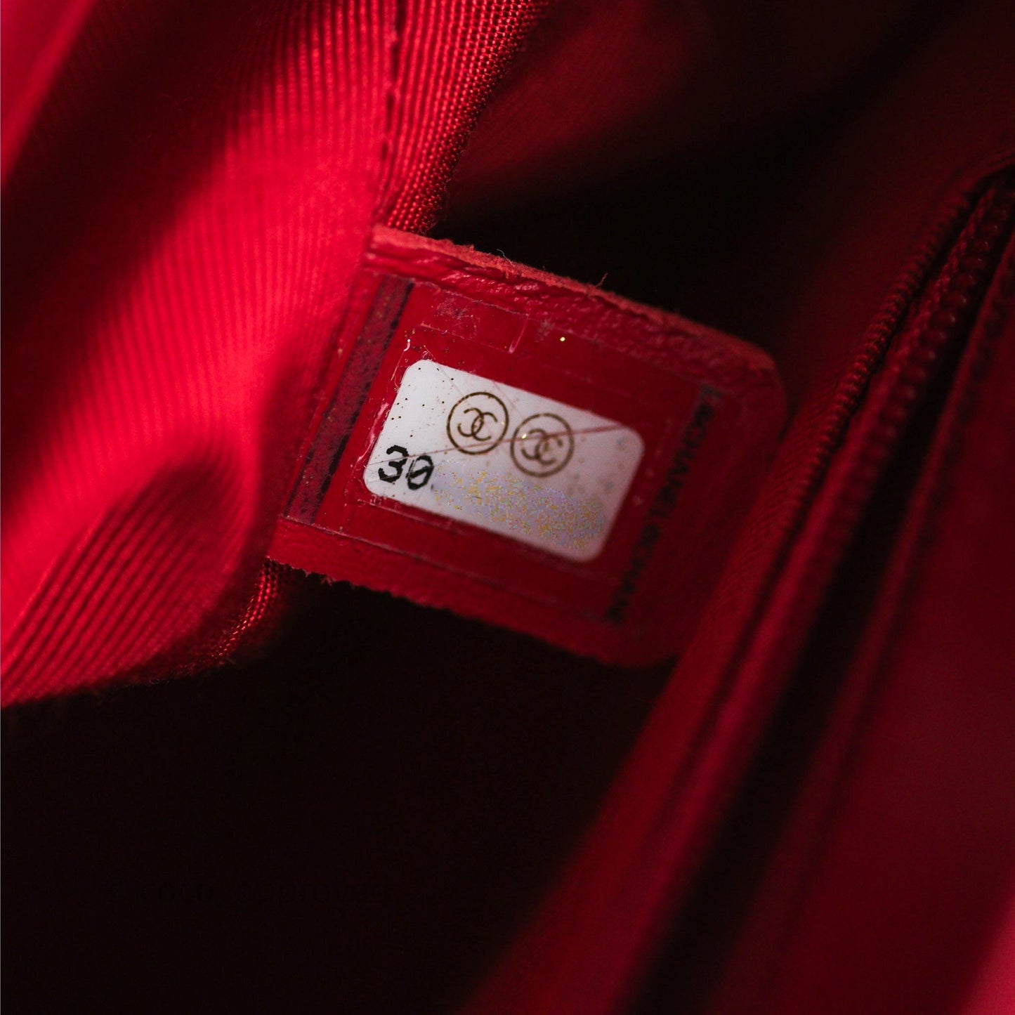 Chanel Quilted Flap Bag  with Pearl Logo Top Handle Red Lambskin Aged Gold Hardware