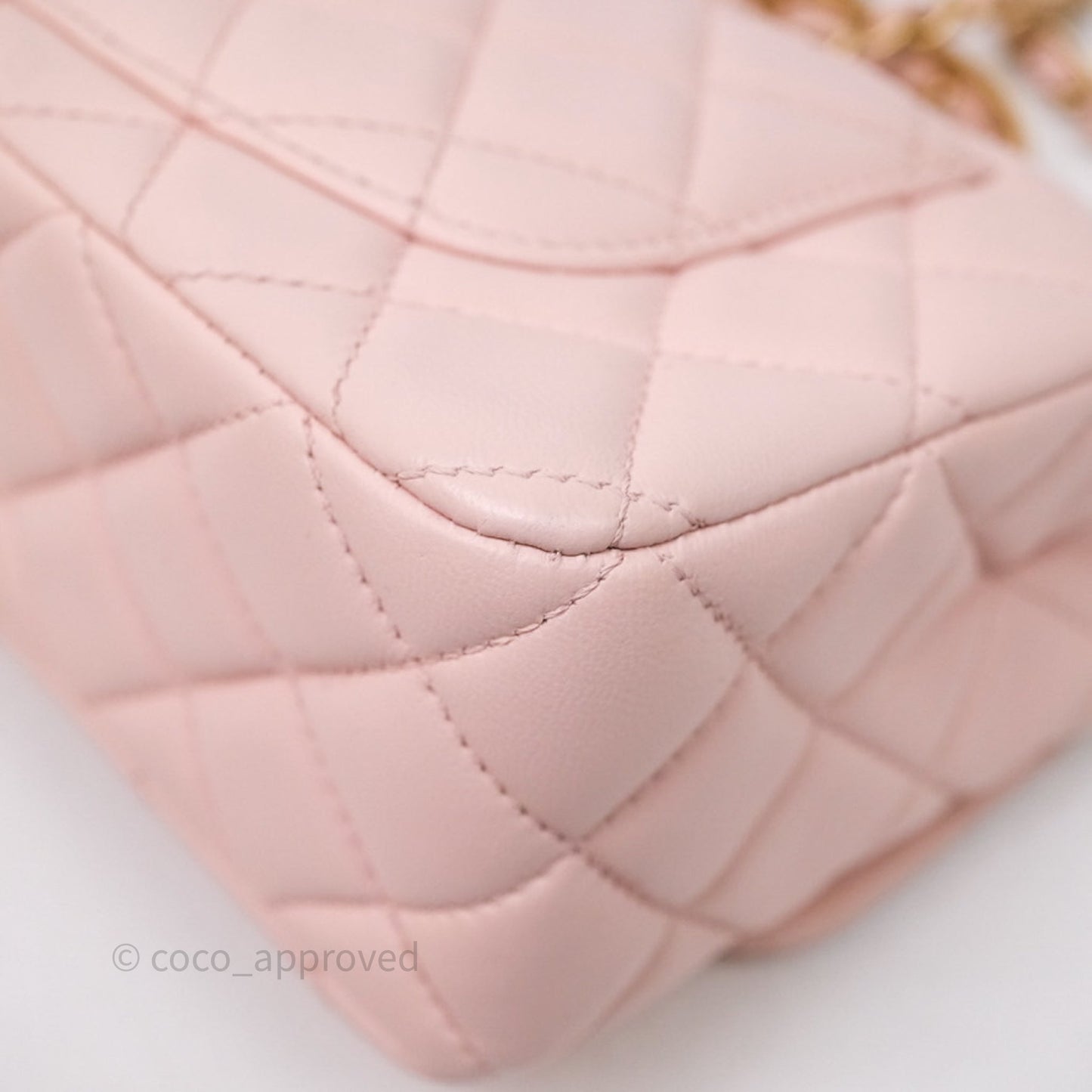 Chanel Top Handle Mini Rectangular Flap Bag Pink Lambskin Aged Gold Hardware