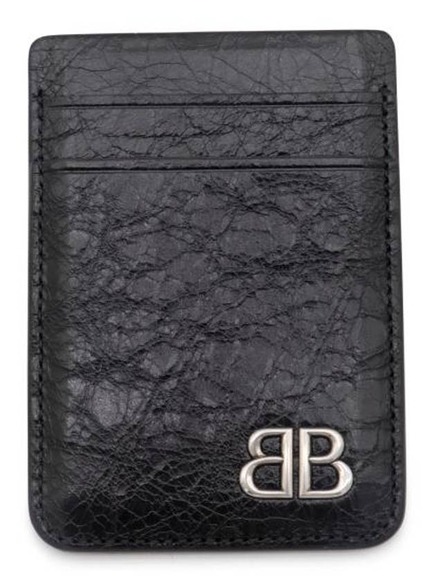 Luxury Balenciaga Monaco Magnet Card Wallet Black