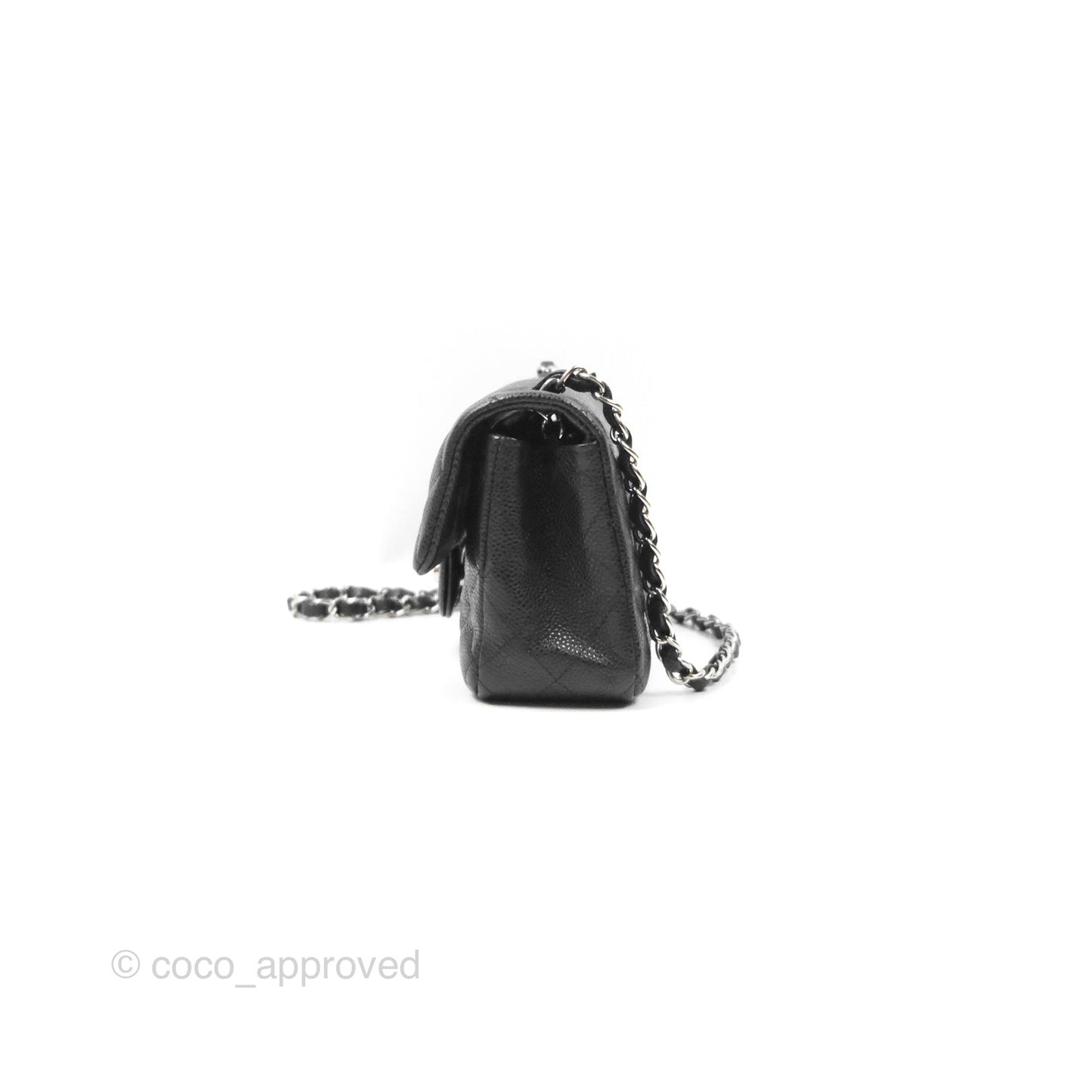 Chanel Classic Quilted Mini Rectangular Flap Black Caviar Silver Hardware
