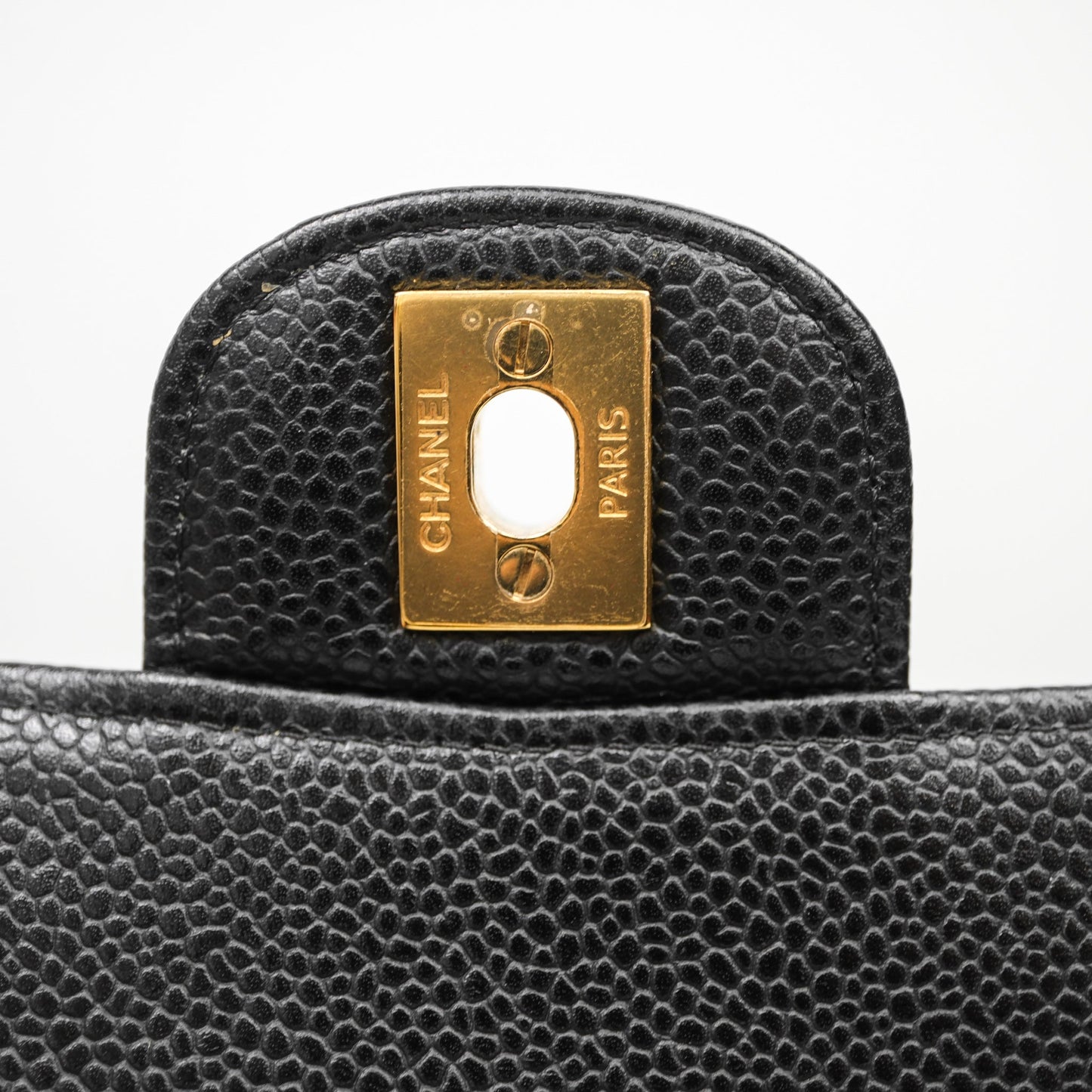 Chanel Classic M/L Medium Flap Quilted Black Caviar Gold Hardware
