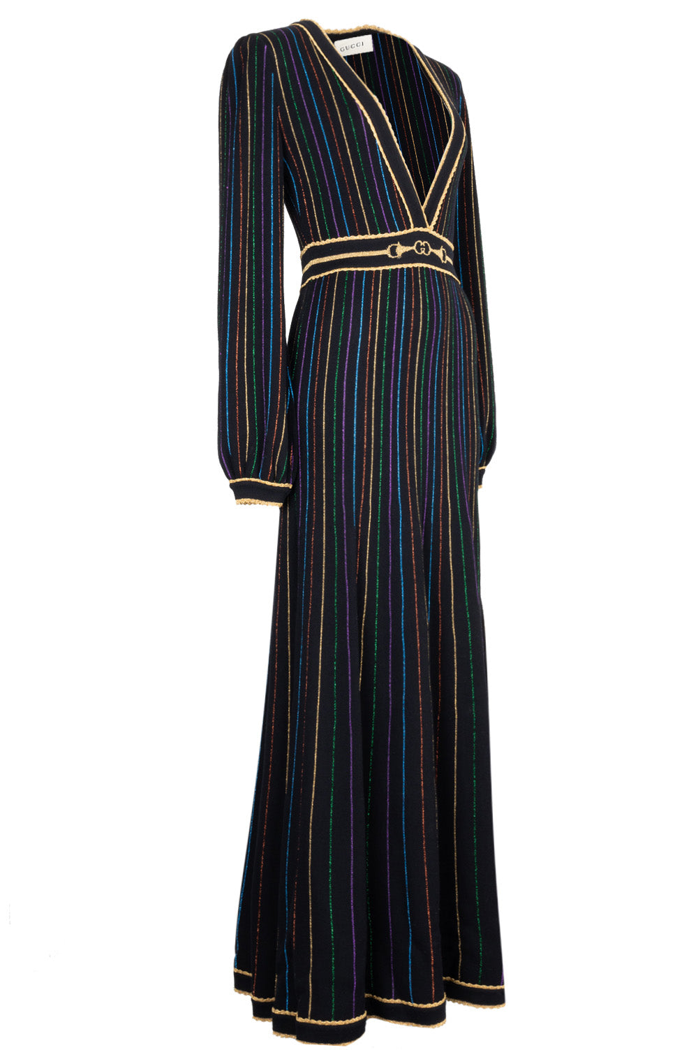 Luxury Gucci Trending 2025 2020 Striped Horsebit Knit Maxi Dress Black