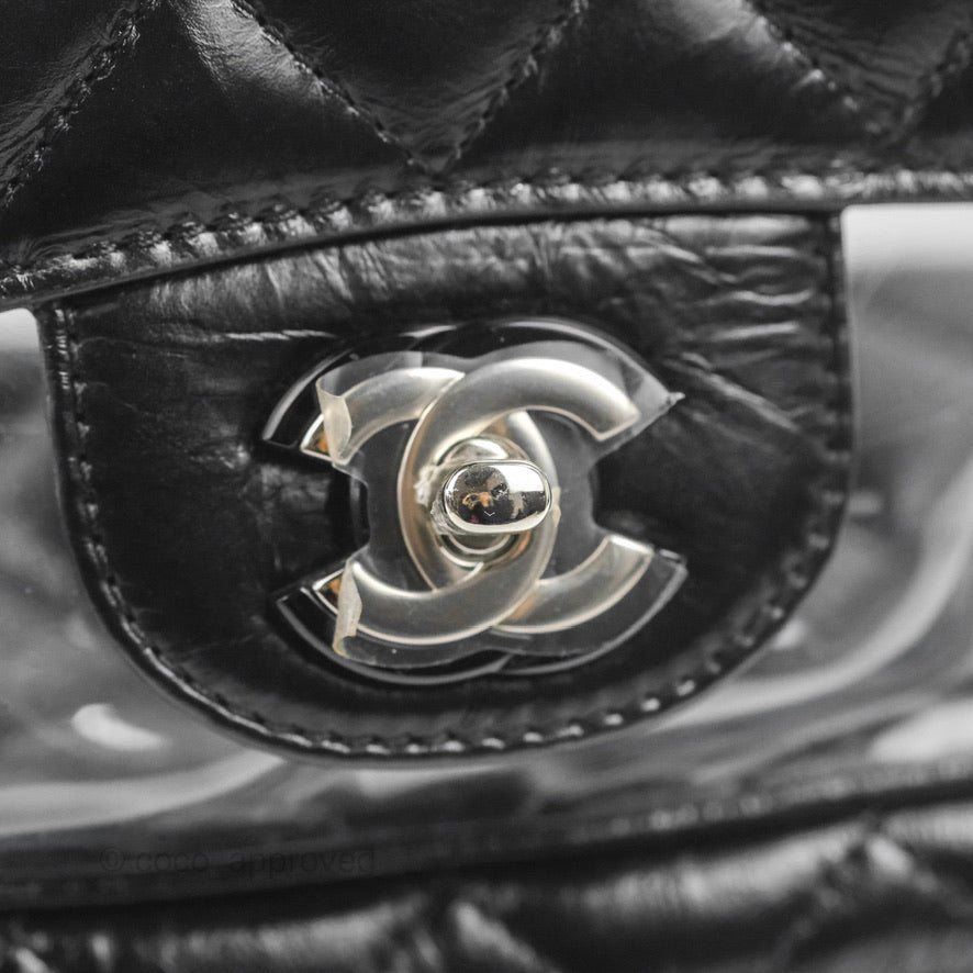 Chanel Aquarium PVC Backpack Black Crumpled Calfskin Silver Hardware
