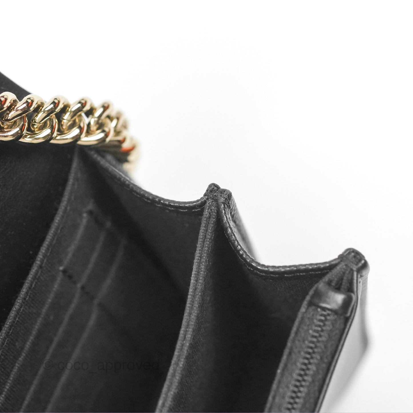 Chanel Mini Boy Quilted Wallet on Chain WOC Black Caviar Gold Hardware