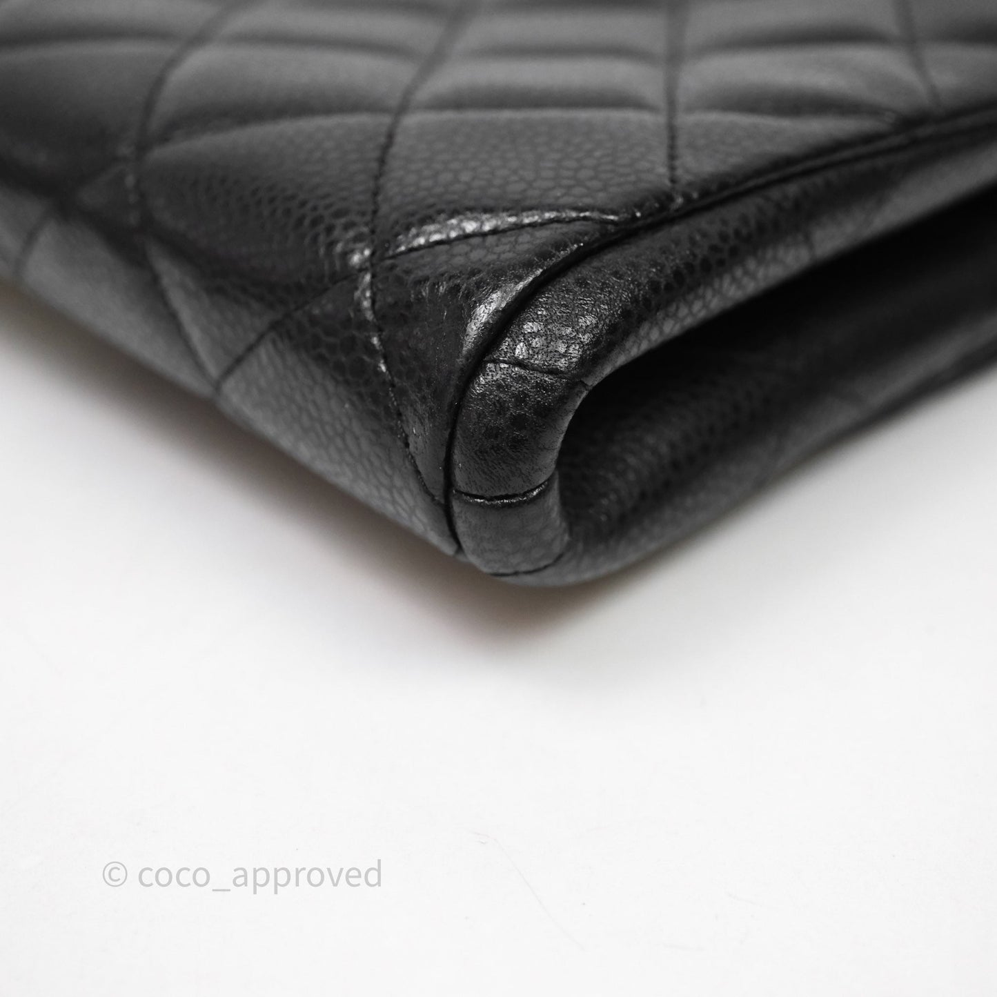 Chanel Quilted Clutch with Chain Black Caviar Silver Hardware