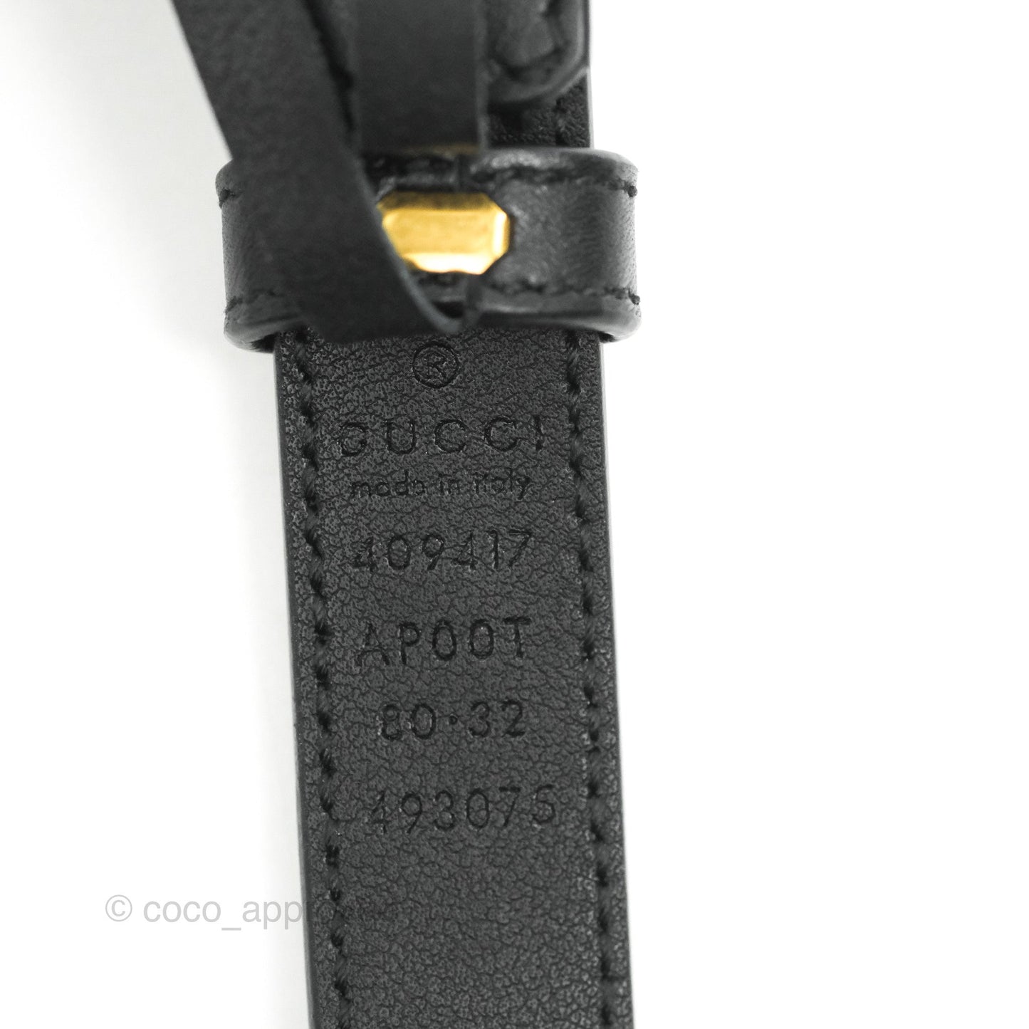 Gucci Black Calfskin Double GG 20mm Belt 80 32