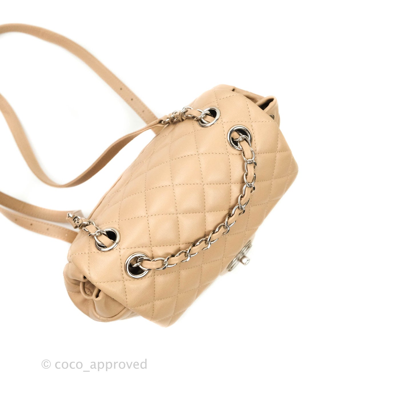 Chanel Quilted Small Urban Spirit Backpack Lambskin Beige Silver Hardware