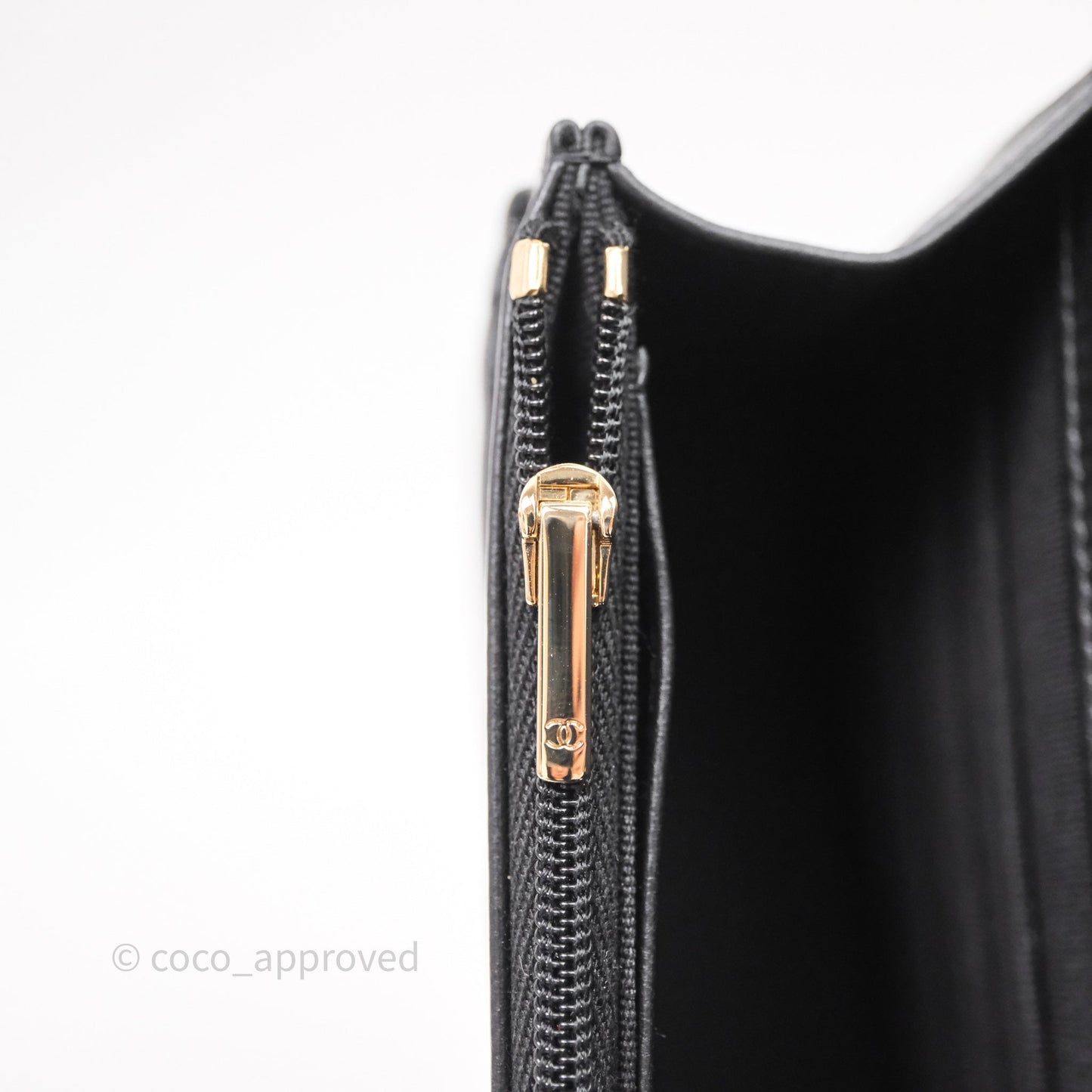 Chanel Top Handle Wallet On Chain WOC Black Lambskin Gold Hardware