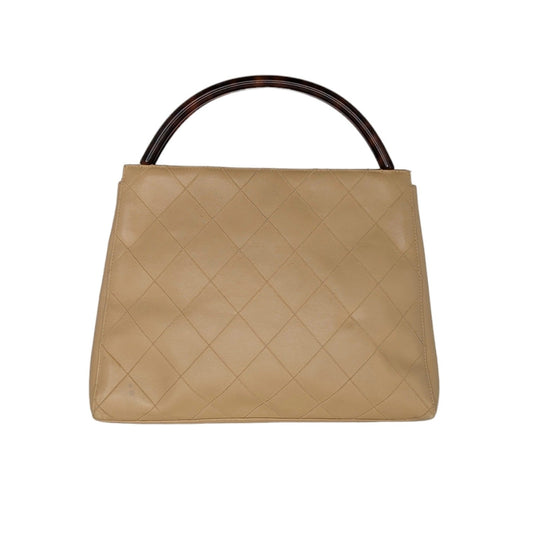 Luxury Chanel bag Vintage Beige Quilted Tortoise Motif Handle Bag