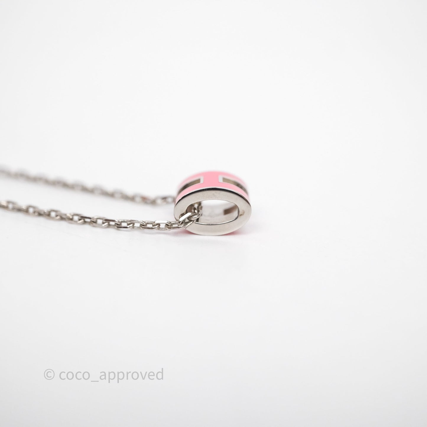 Hermès Mini Pop H Pink Pendant Necklace Palladium Hardware