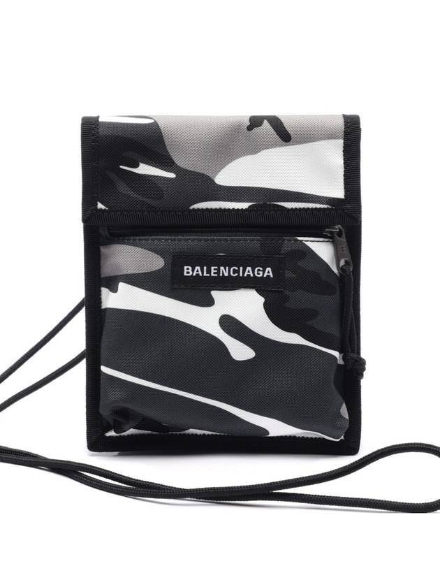Luxury Balenciaga Logo Patch Camouflage Print Cross Bag Grey