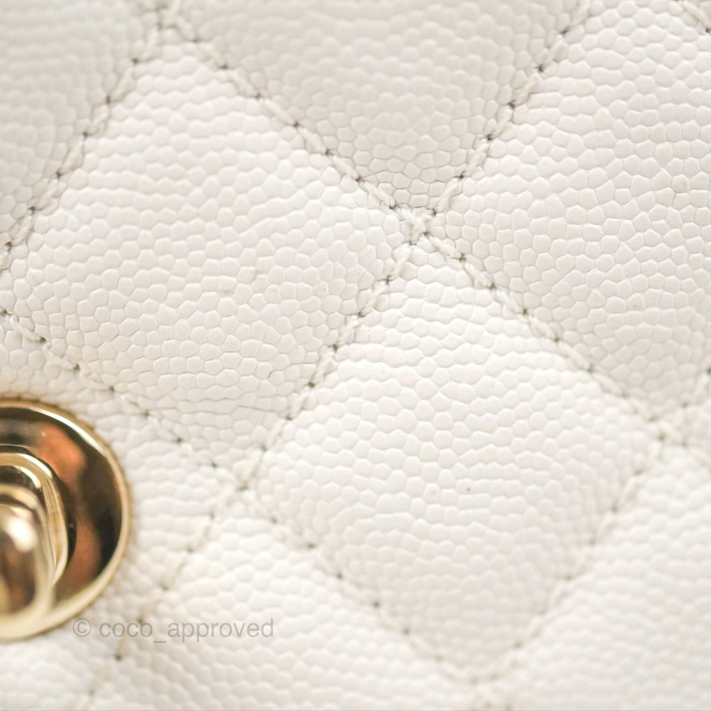 Chanel Mini Coco Handle Quilted Ivory White Caviar Gold Hardware