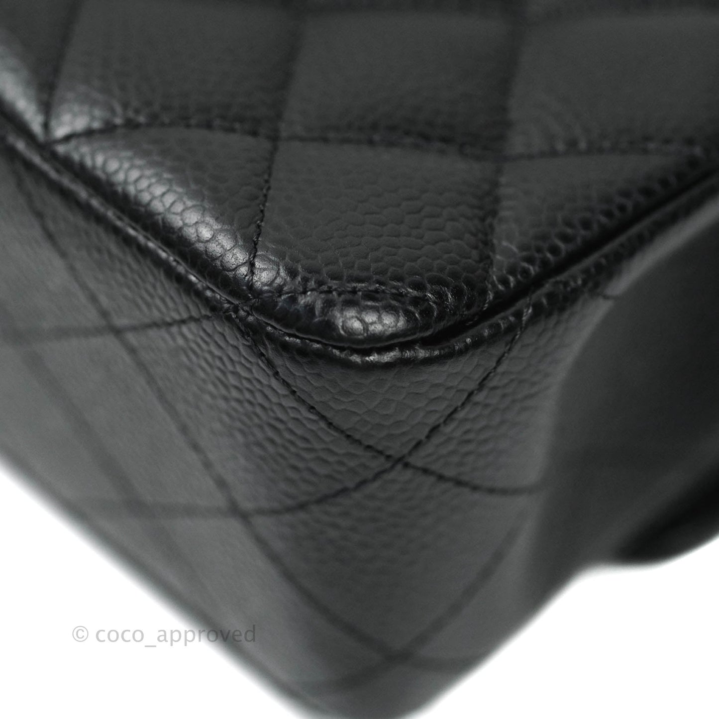 Chanel Classic M/L Medium Double Flap Bag Black Caviar Silver Hardware