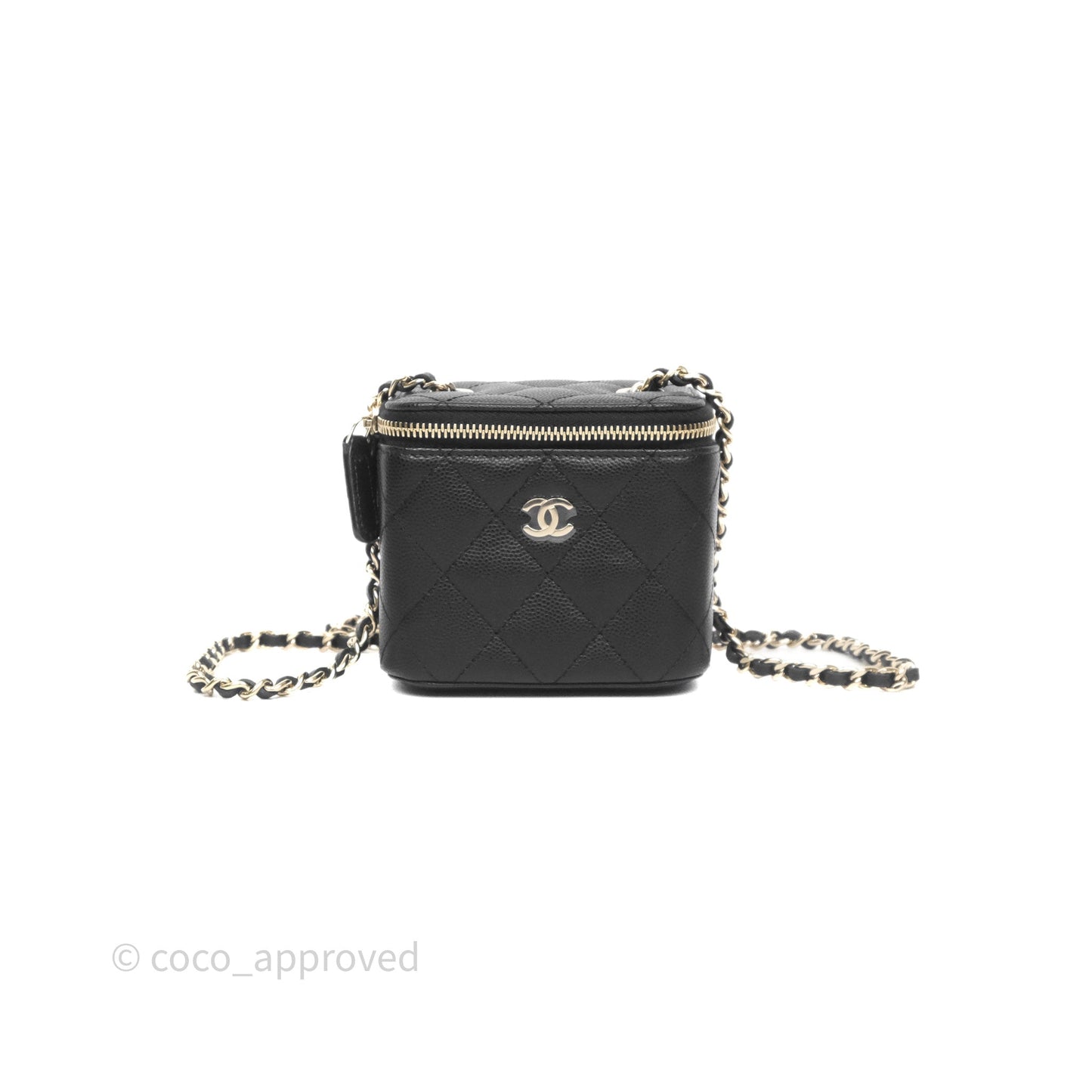 Chanel Mini Vanity With Chain Black Caviar Gold Hardware