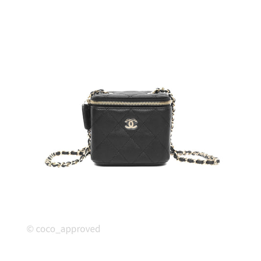 Chanel Mini Vanity With Chain Black Caviar Gold Hardware