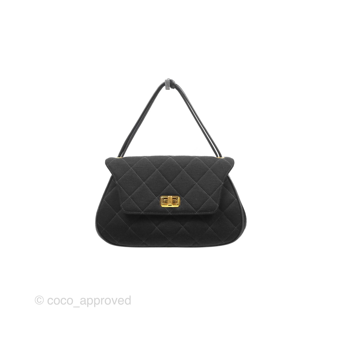 Chanel Vintage Small Quilted Jersey Mademoiselle Top Handle Flap Bag Black