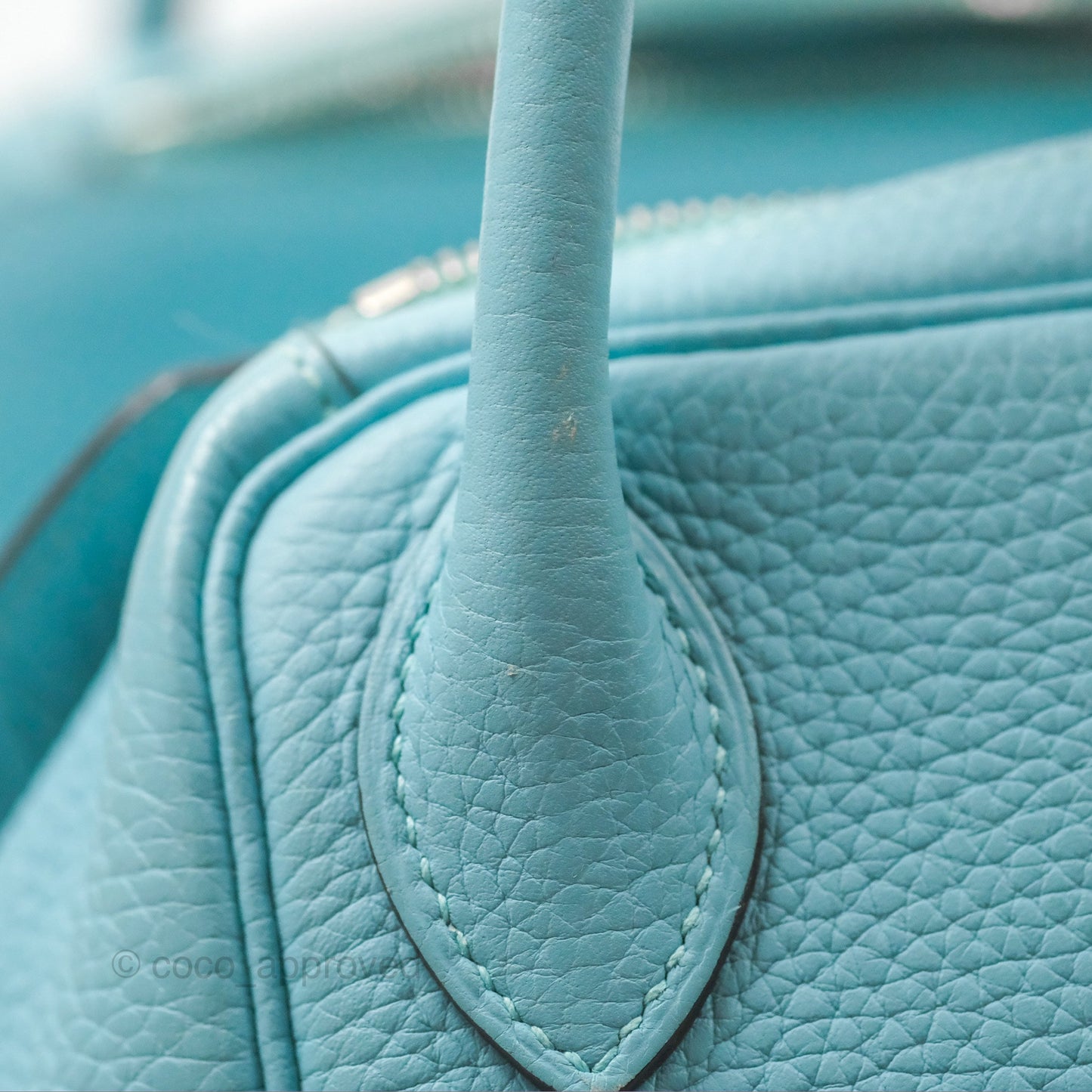 Hermès Lindy 30 Bleu Atoll Clemence Palladium Hardware