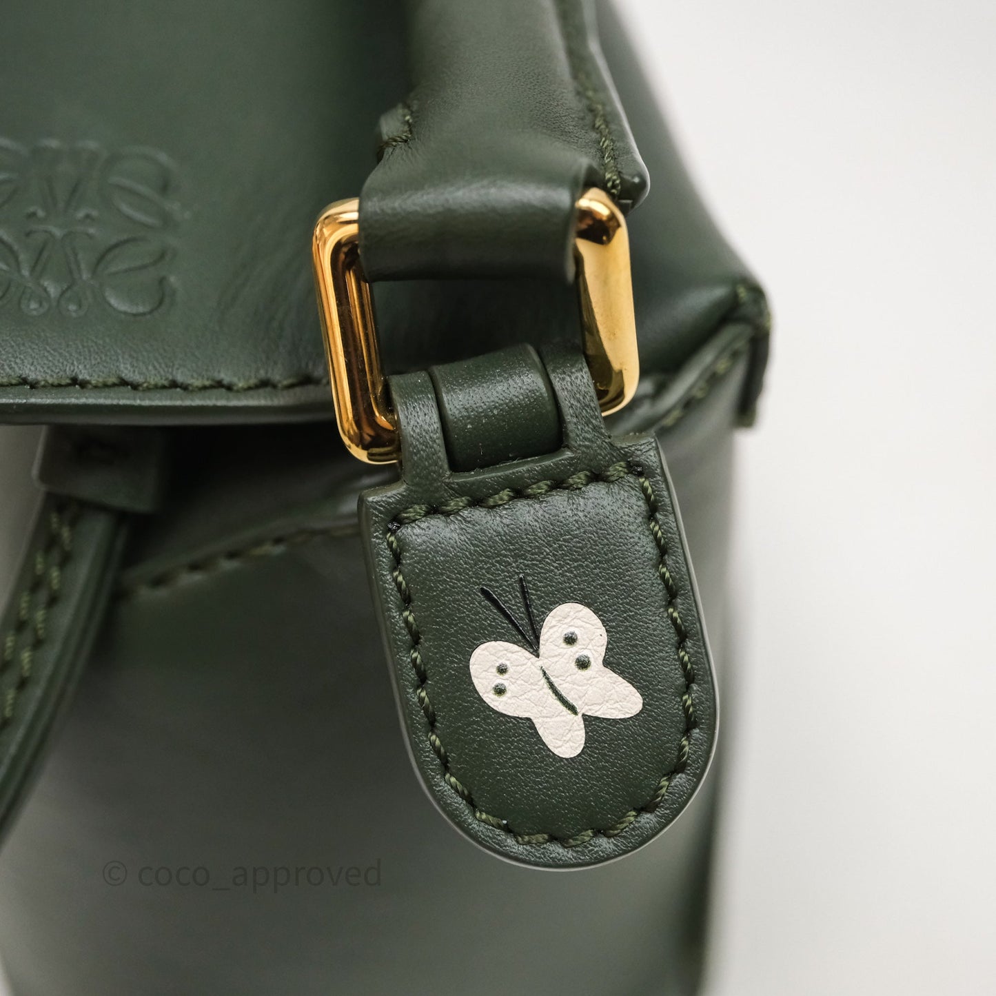 Loewe X SUNA FUJITA Mini Pandas Puzzle Bag Dark Green Calfskin Gold Hardware