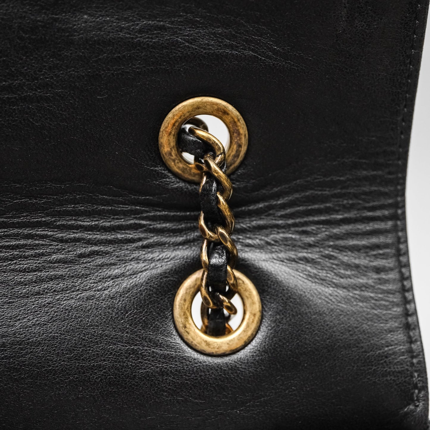 Chanel Quilted Flap Bag Black Calfskin Aged Gold Hardware