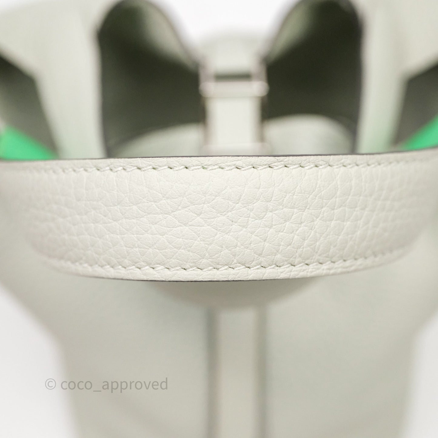 Hermes Picotin 18 Gris Neve/Vert 0V Comics Clemence Palladium Hardware