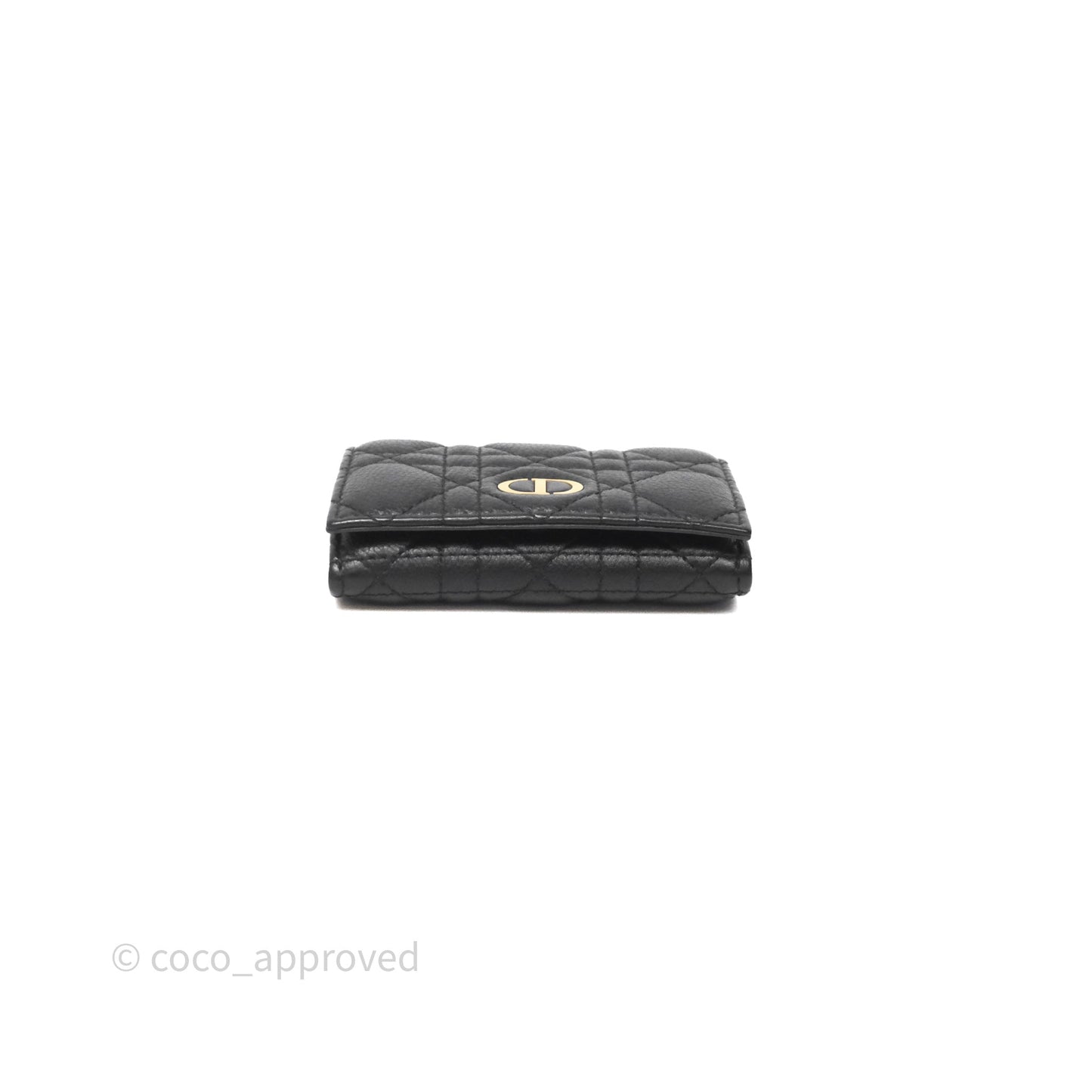 Dior Caro Glycine Wallet Black Supple Cannage Calfskin Gold Hardware