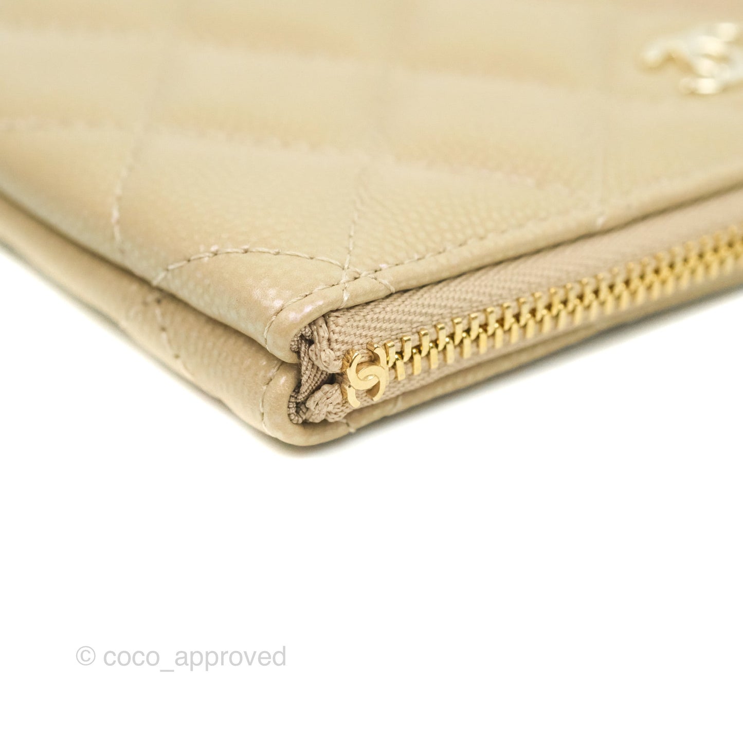 Chanel Mini Quilted O Case Iridescent Beige Caviar Gold Hardware 21S