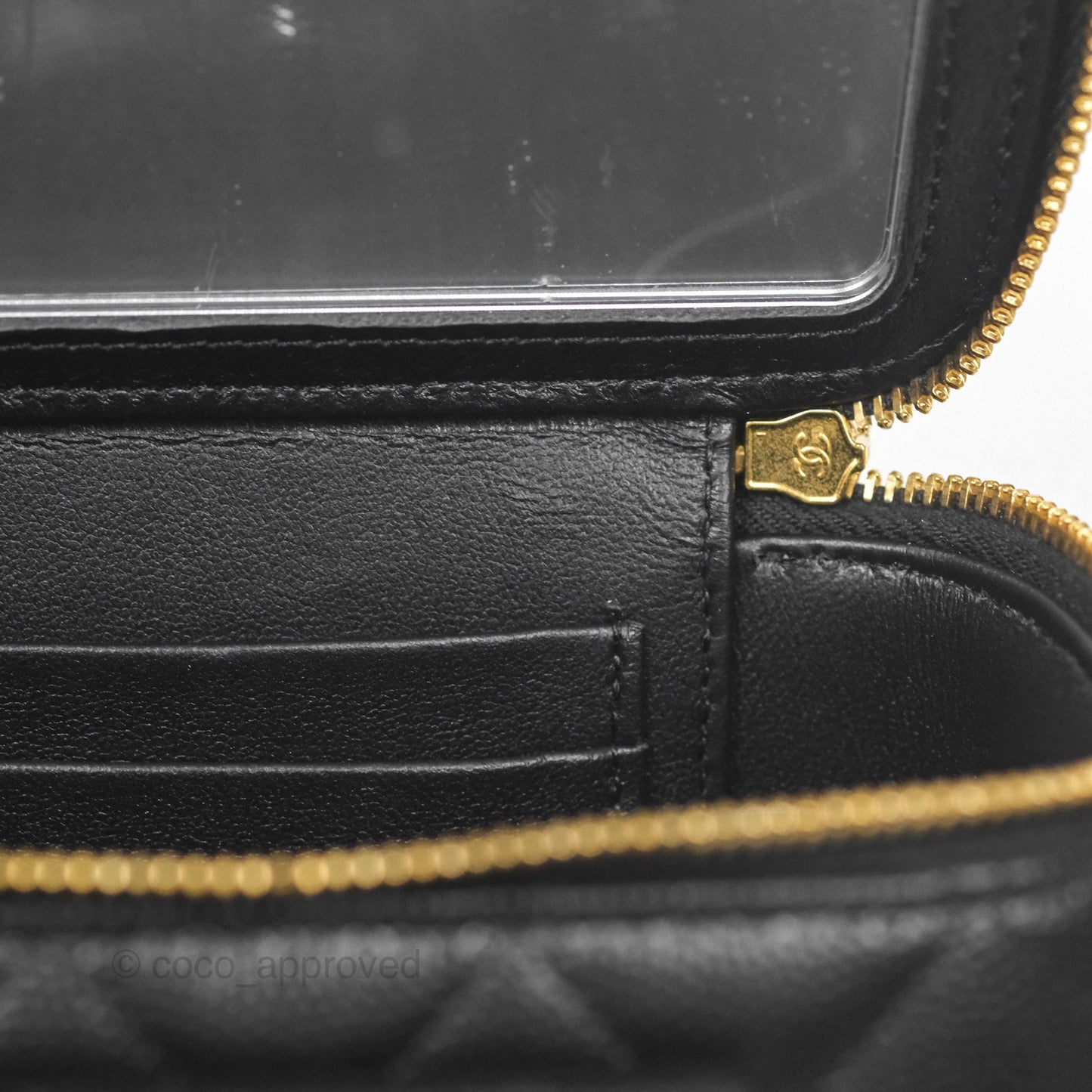 Chanel Cargo Pocket Top Handle Vanity with Chain Black Caviar Gold Hardware